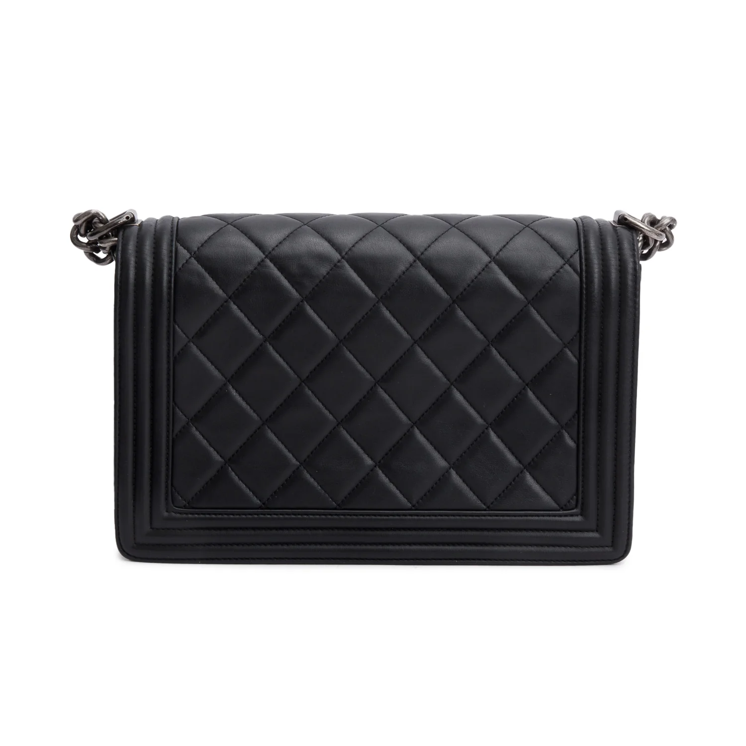 Chanel Black Quilted Lambskin Leather Large Boy Bag w/ Receipt & Authenticity Card - Image 4