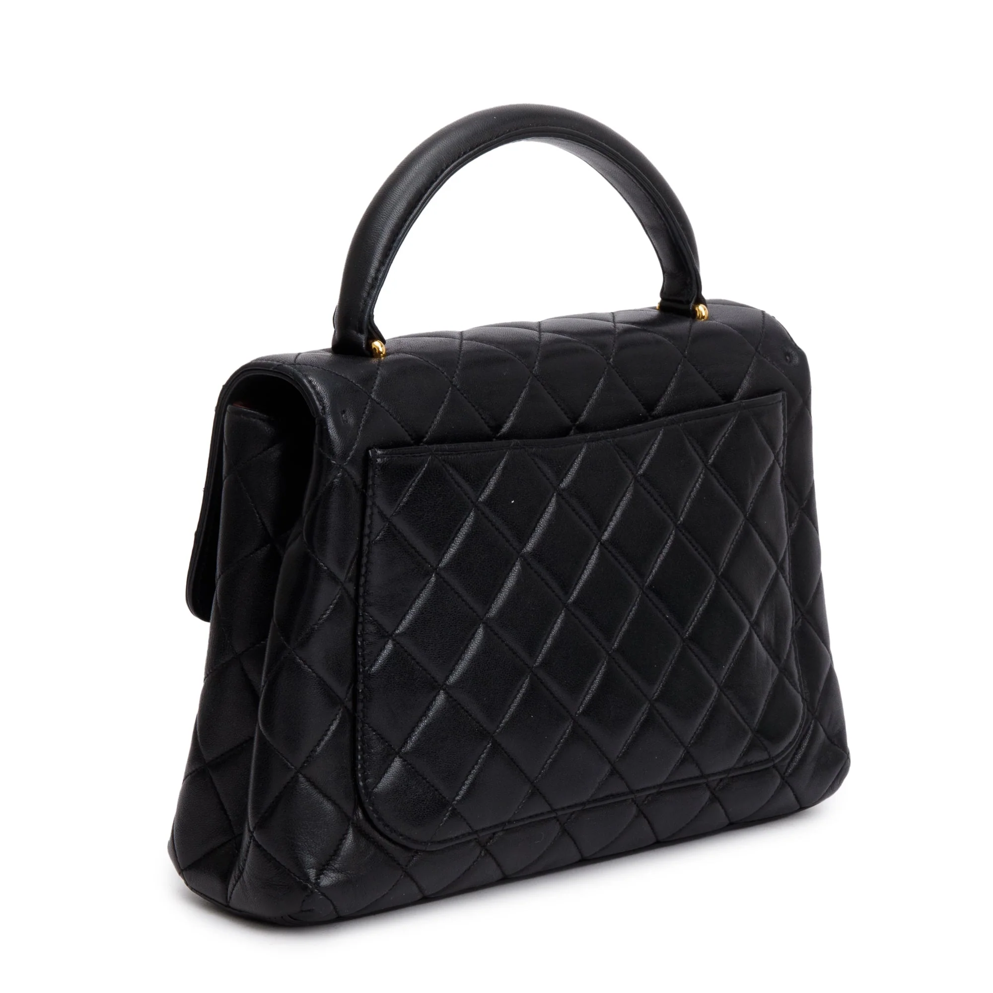 Chanel Black Quilted Lambskin Leather Medium Kelly Top Handle Bag - Image 4
