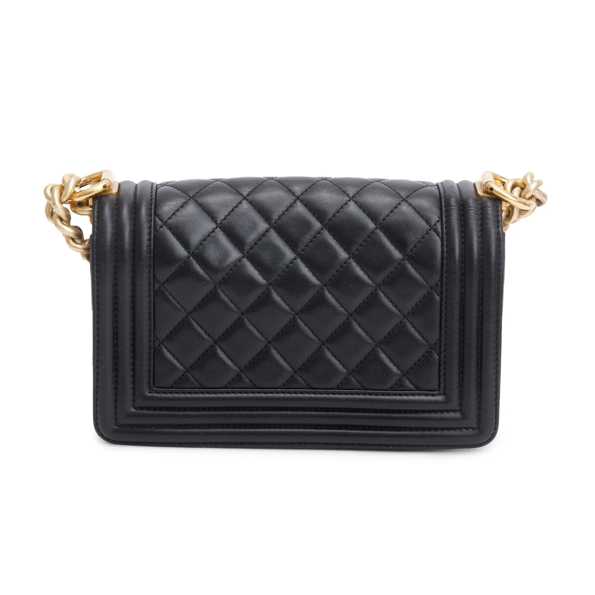Chanel Black Quilted Lambskin Leather Small Boy Bag w/ Authenticity Card - Image 5