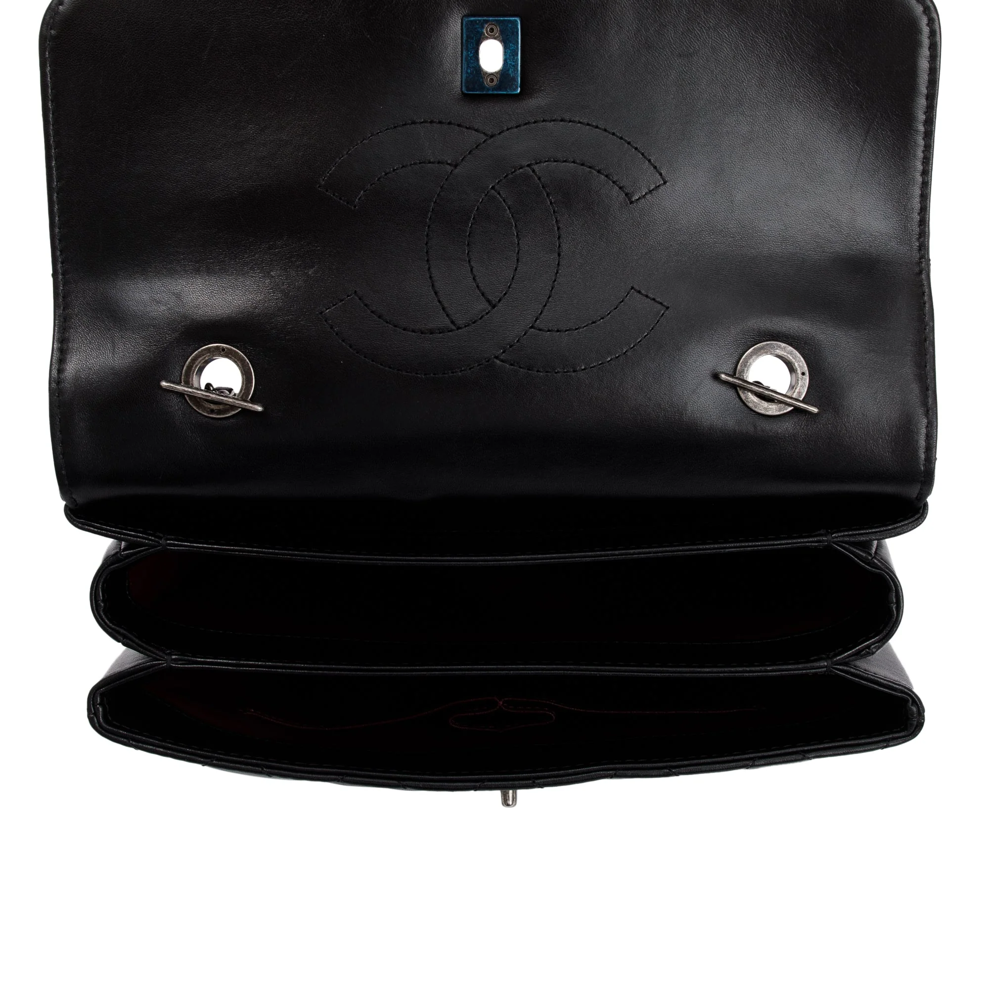 Chanel Black Quilted Lambskin Trendy CC Medium Top Handle Flap Bag w/ Authenticity Card - Image 9