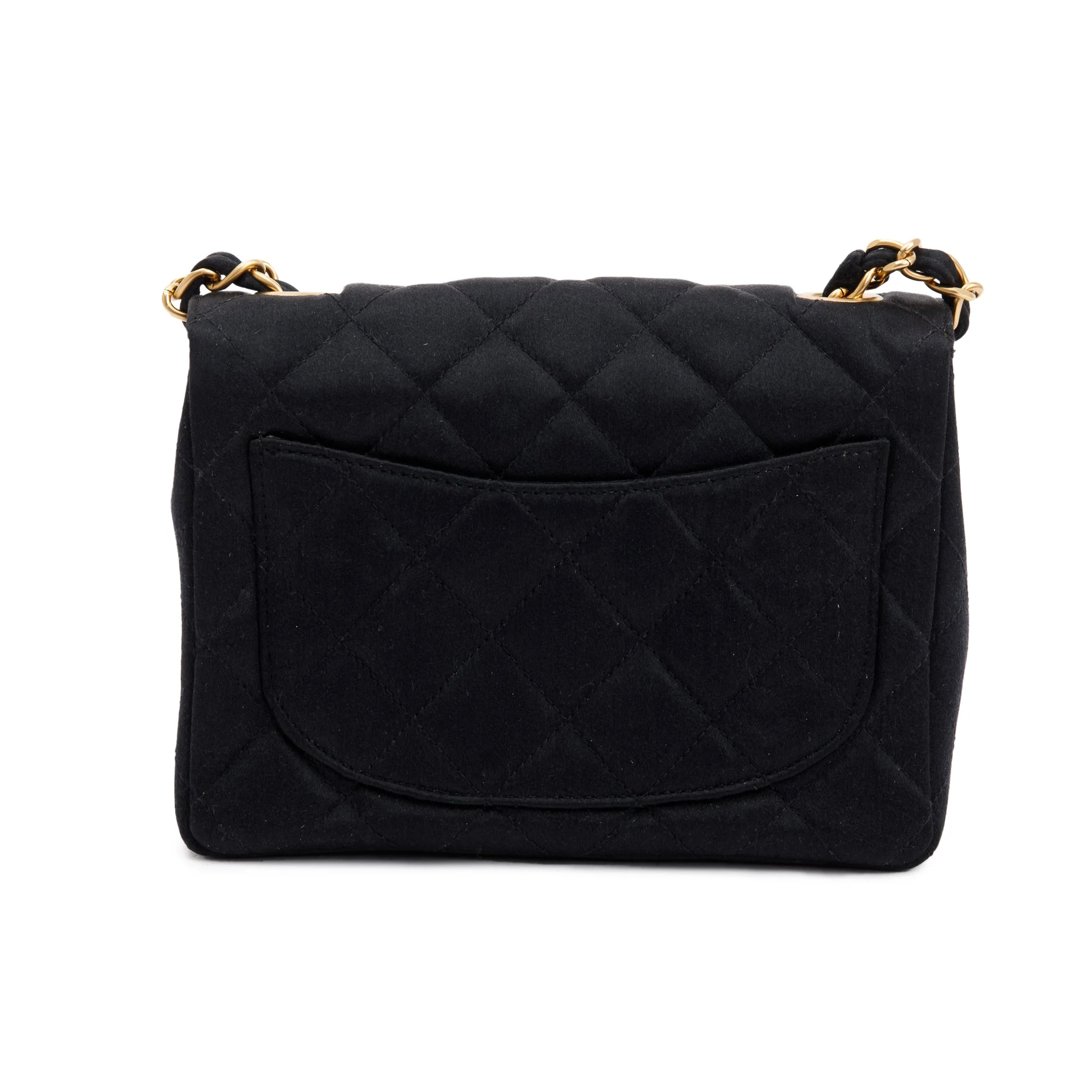 Chanel Black Quilted Satin Classic Square Mini Flap Bag - Image 5