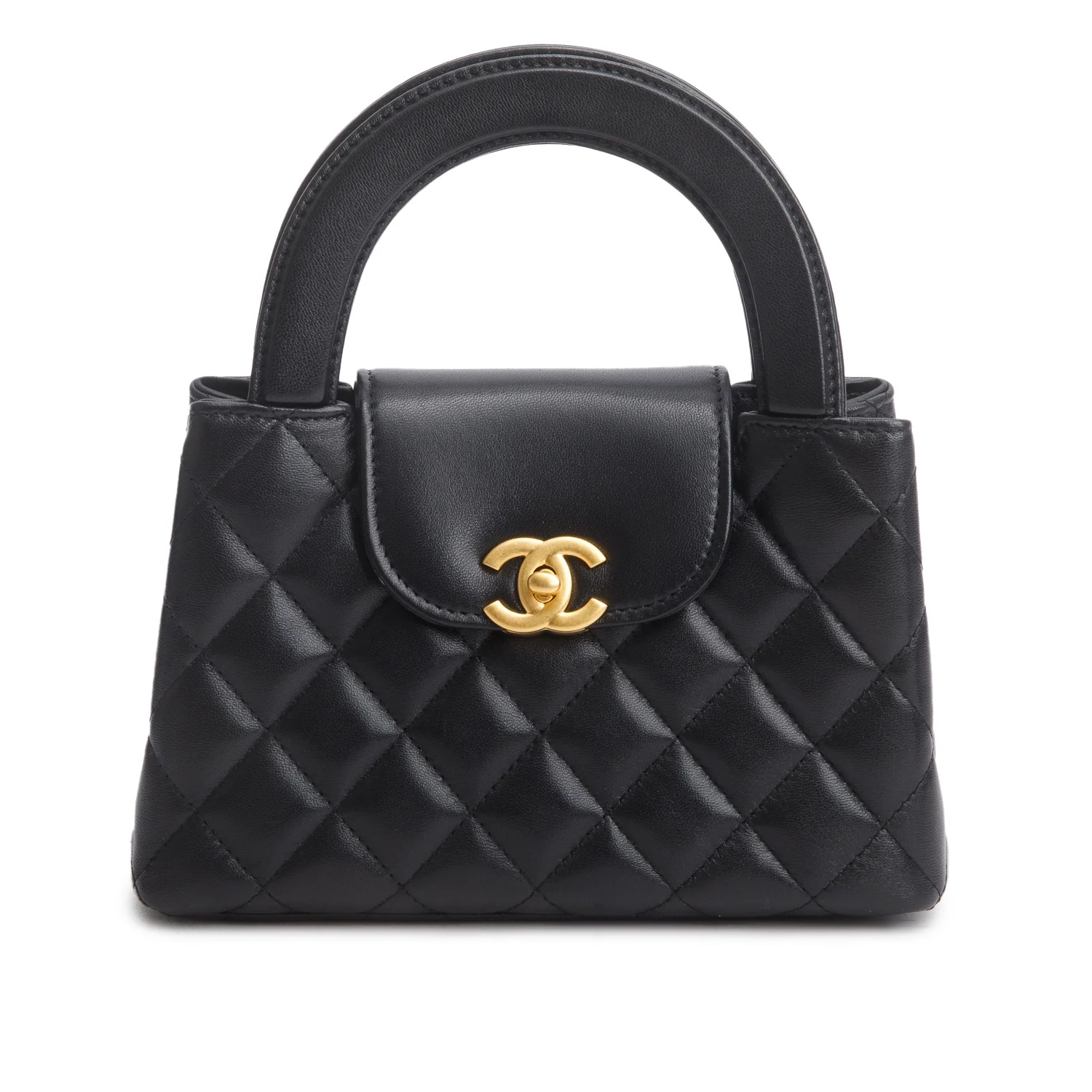 Chanel Black Shiny Age Calfskin Quilted Nano Kelly Shopper - Image 3