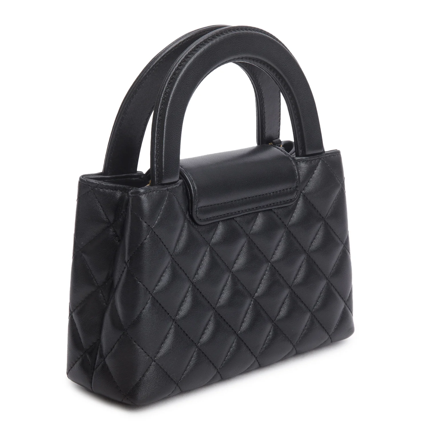 Chanel Black Shiny Age Calfskin Quilted Nano Kelly Shopper - Image 6