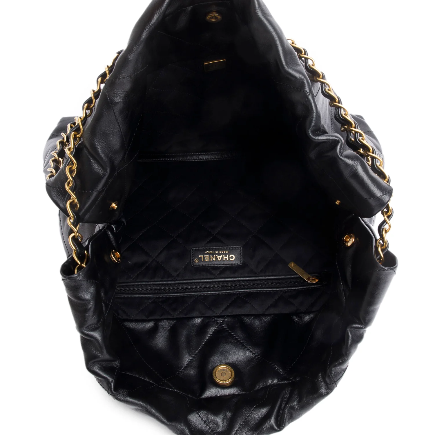 Chanel Black Shiny Calfskin Quilted Small Chanel 22 - Image 5