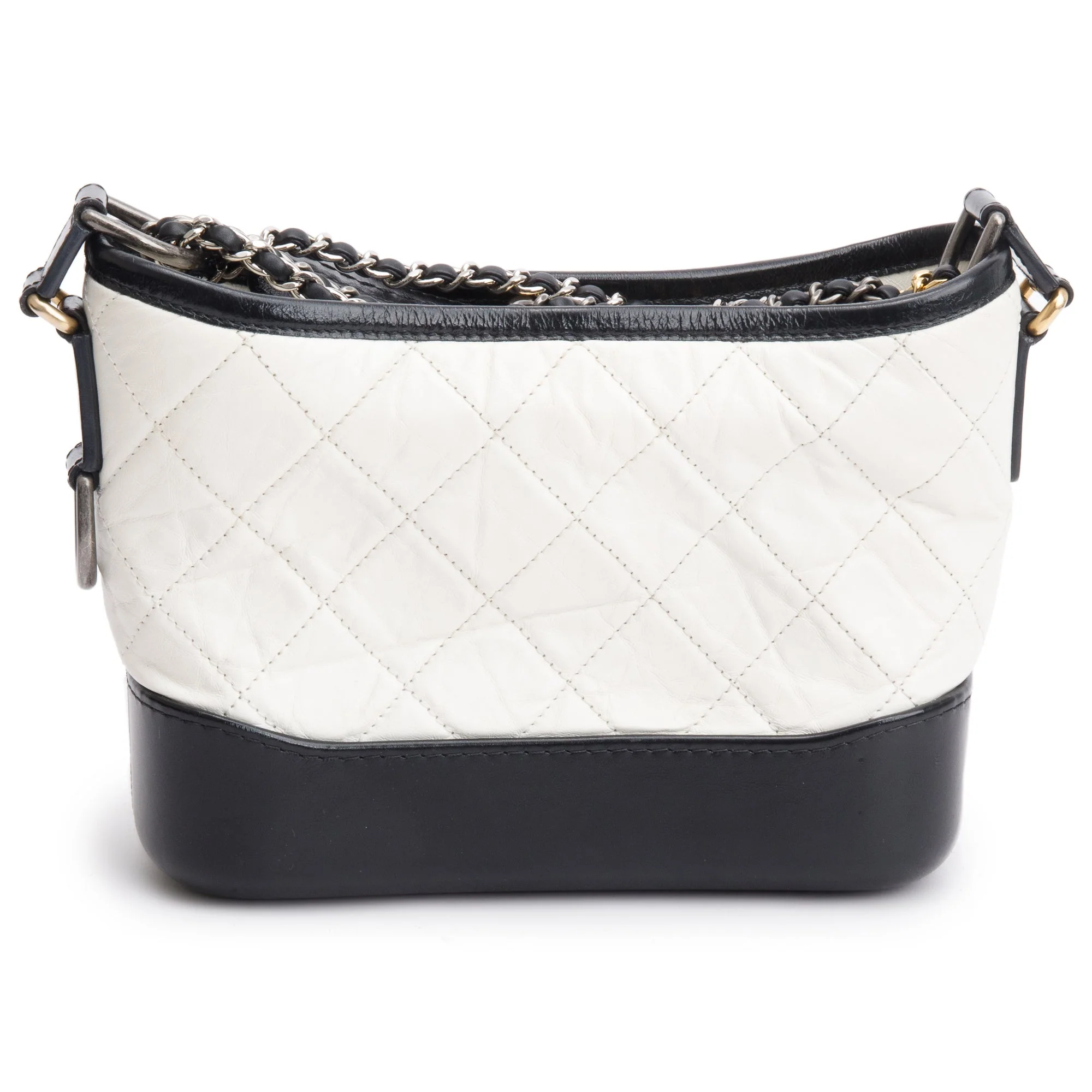 Chanel Black & White Aged Calfskin Leather Small Gabrielle Hobo - Image 5