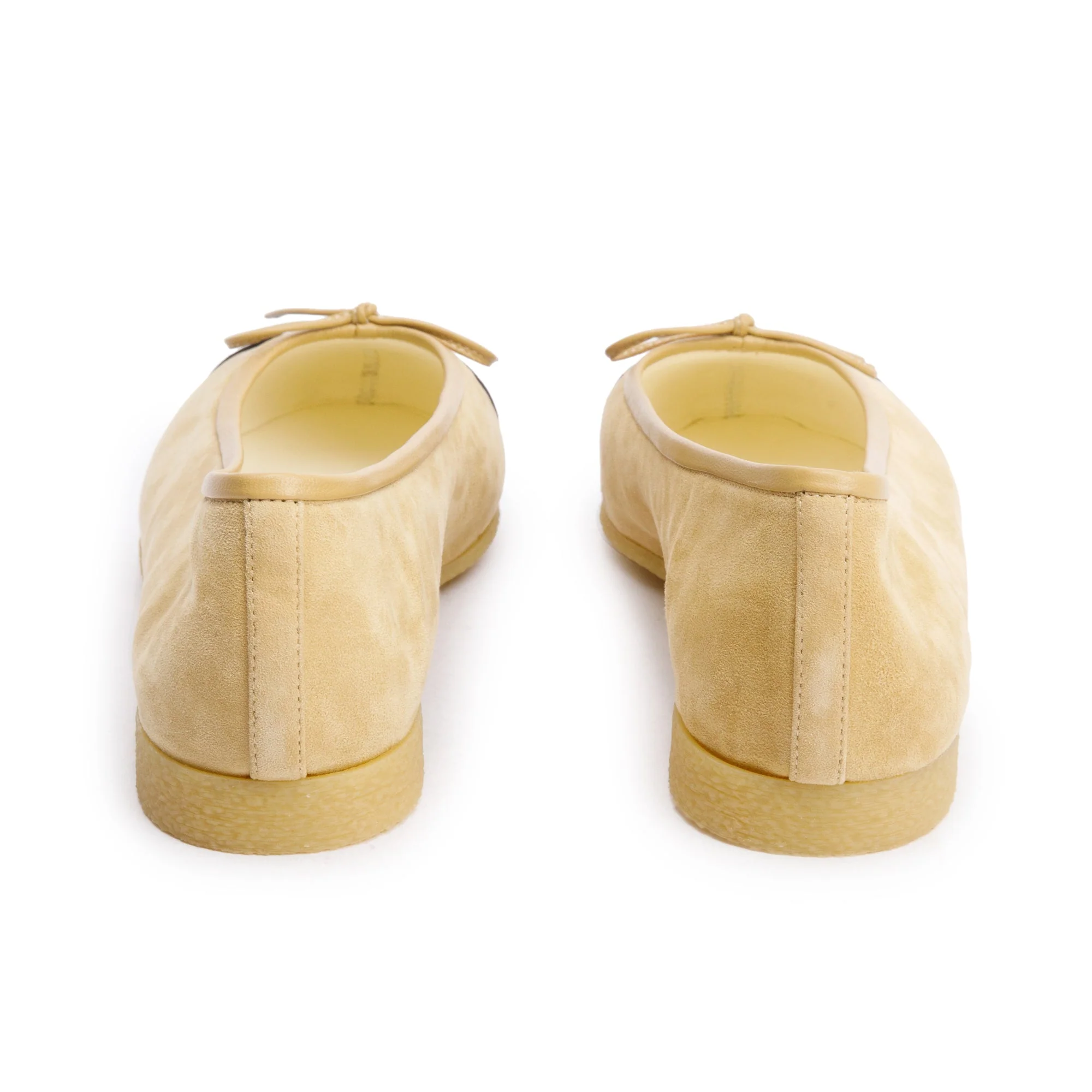 Chanel Black/Yellow Suede Kidskin Interlocking CC Logo Bow Flats, Size 40 w/ Box - Image 6