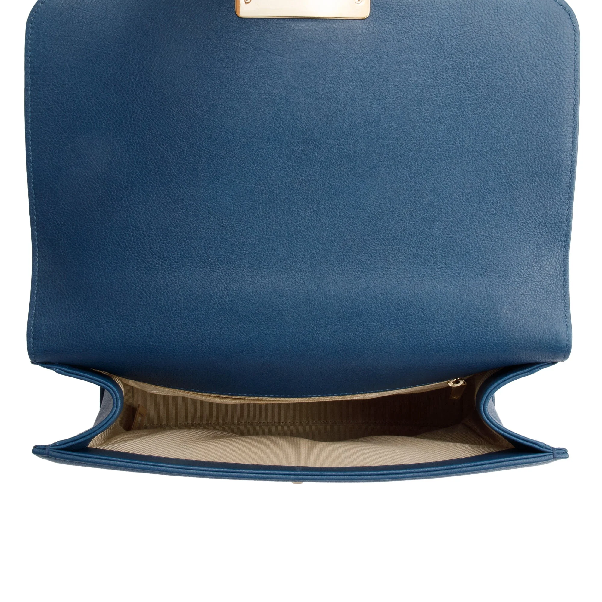 Chanel  Blue Calfskin Leather Large Label Click Flap Bag w/ Box & Authenticity Card - Image 8