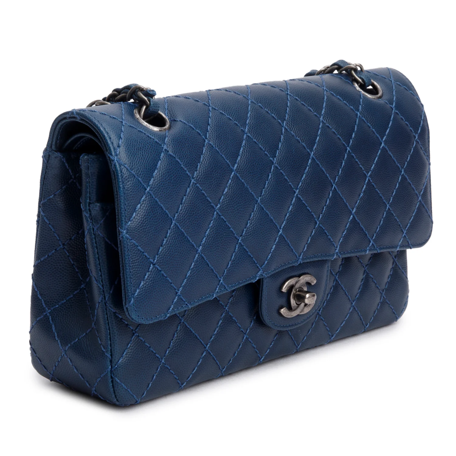 Chanel Blue Caviar Classic Medium Double Flap Bag w/ Box & Authenticity Card - Image 5