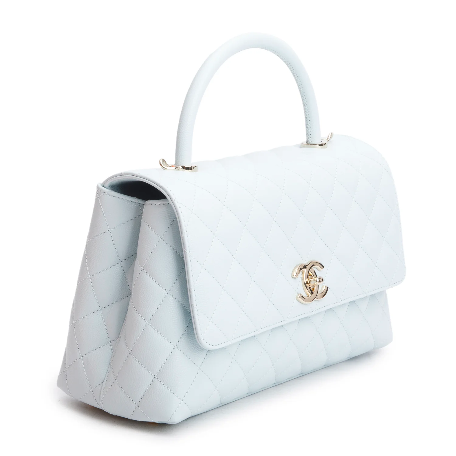 Chanel Blue Caviar Quilted Small Coco Handle Flap w/ Box & Strap - Image 5