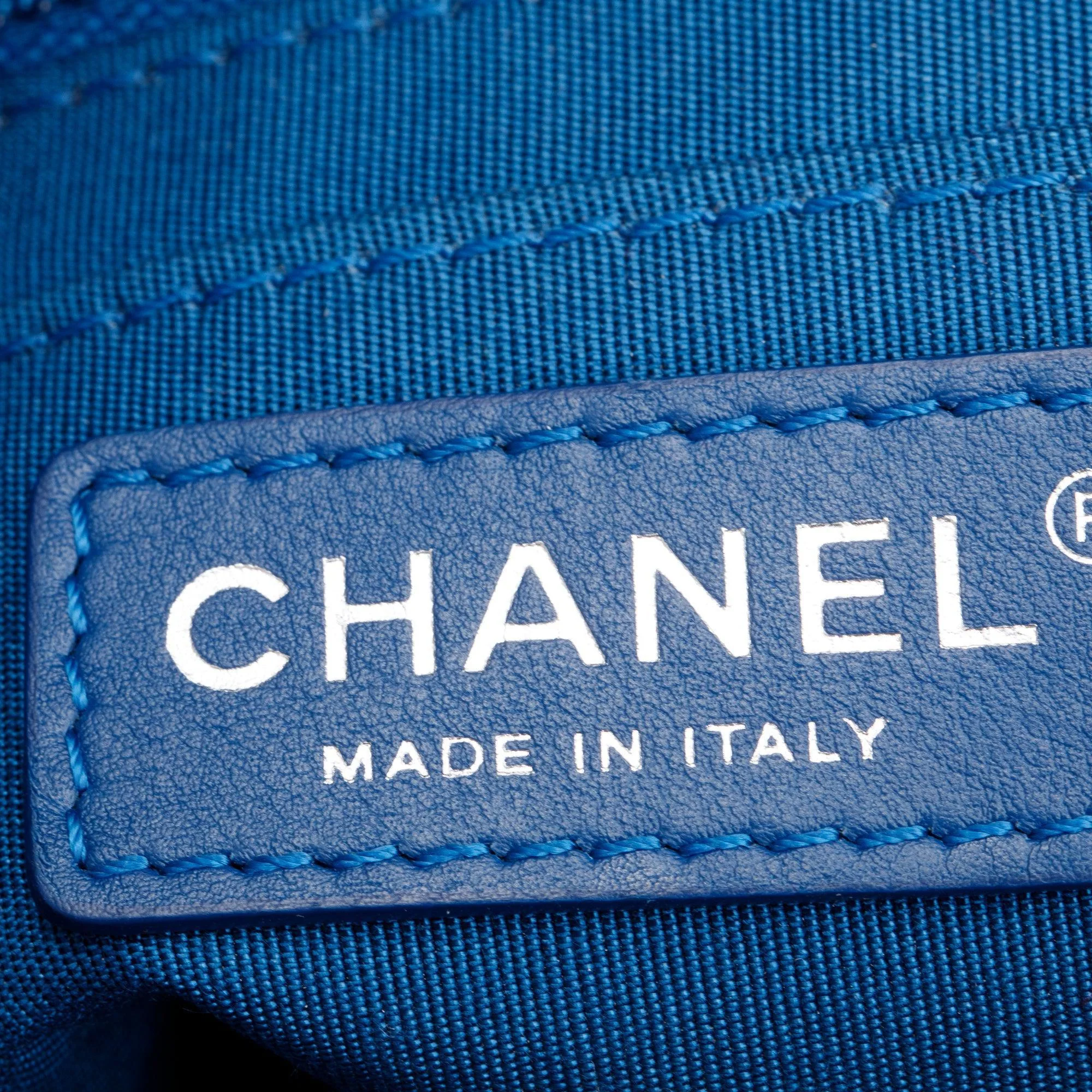 Chanel Blue Chevron Quilted Lambskin Leather Small Urban Spirit Backpack w/ Authenticity Card - Image 8