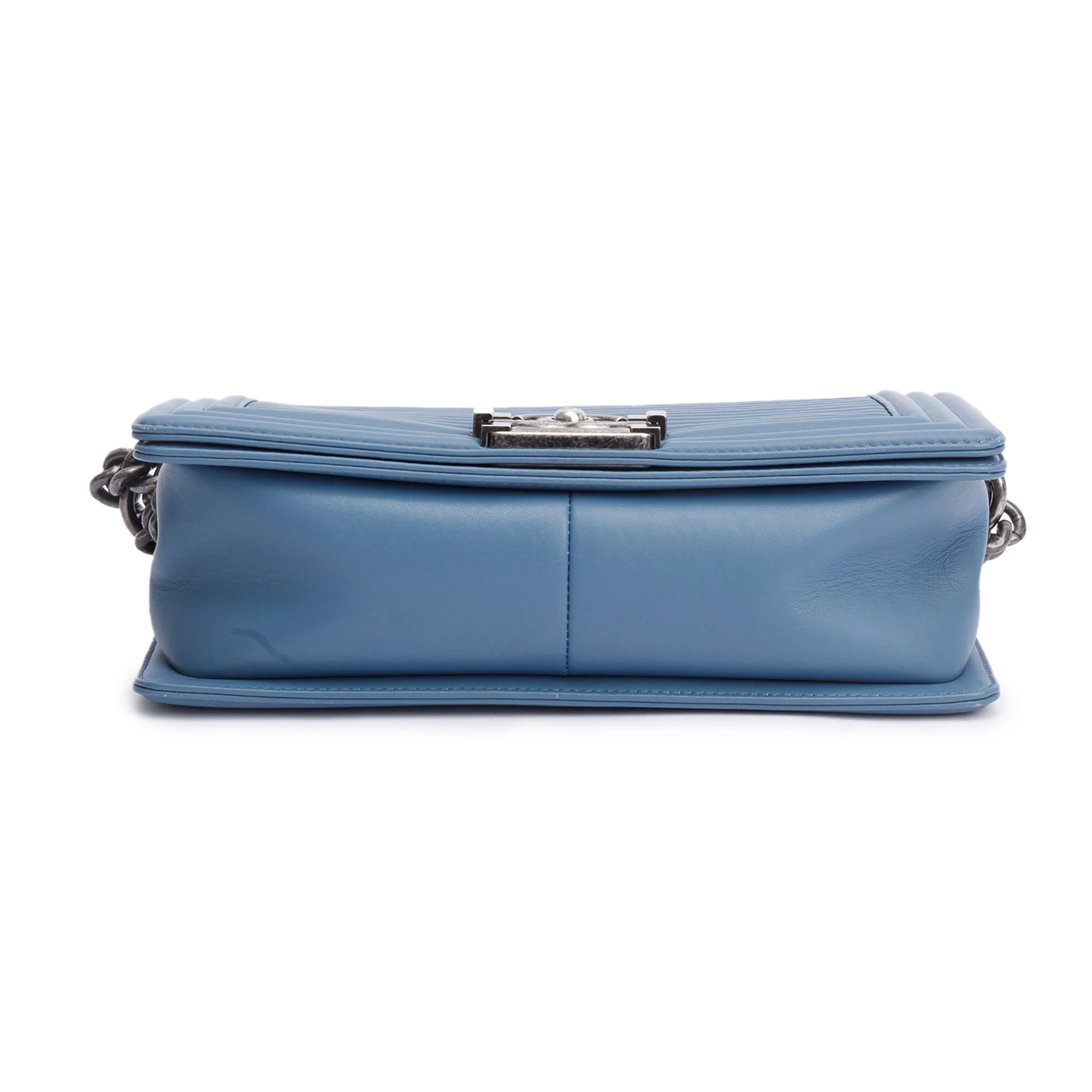 Chanel Blue Horizontal Quilted Lambskin Leather Medium Boy Bag w/ Box & Authenticity Card - Image 8