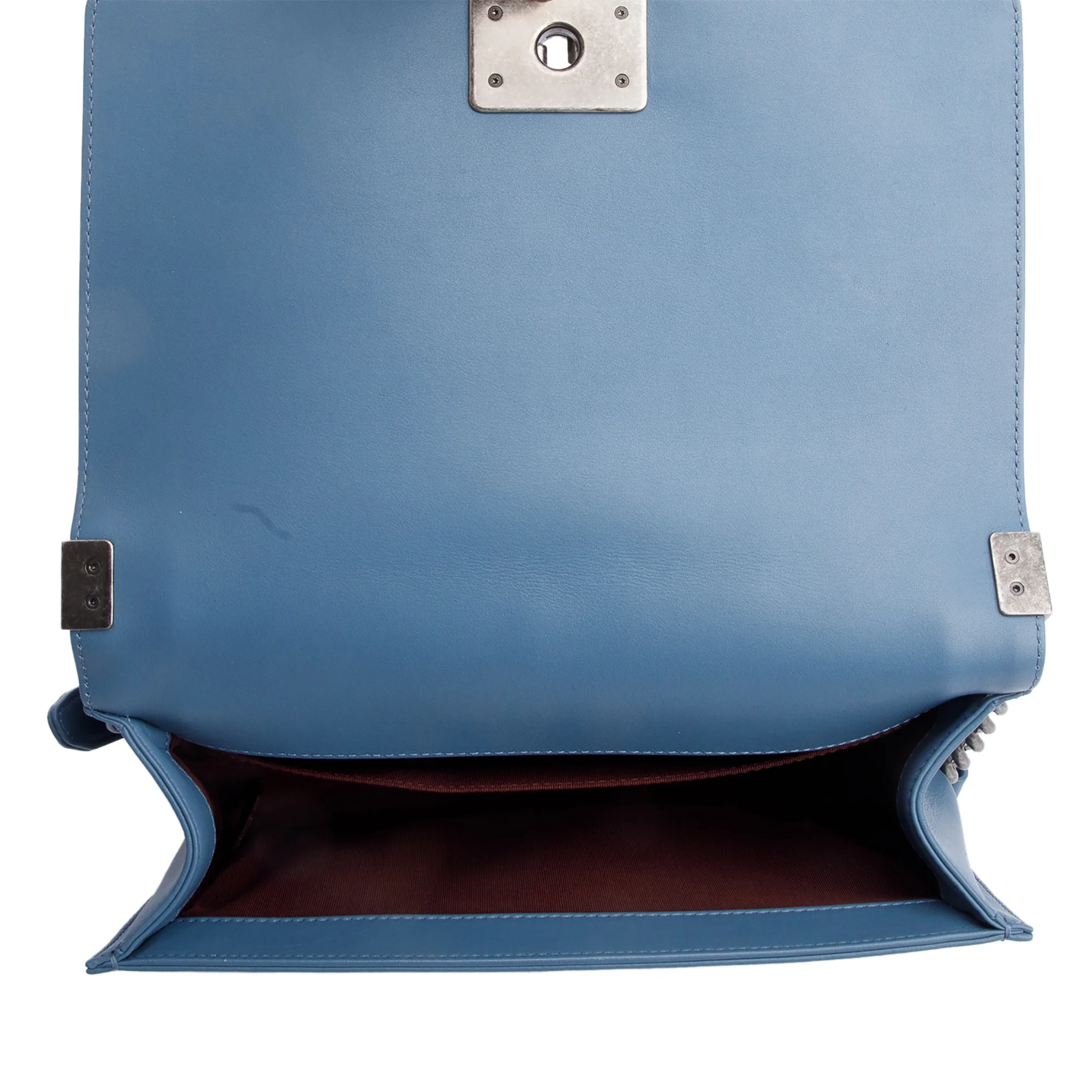 Chanel Blue Horizontal Quilted Lambskin Leather Medium Boy Bag w/ Box & Authenticity Card - Image 9