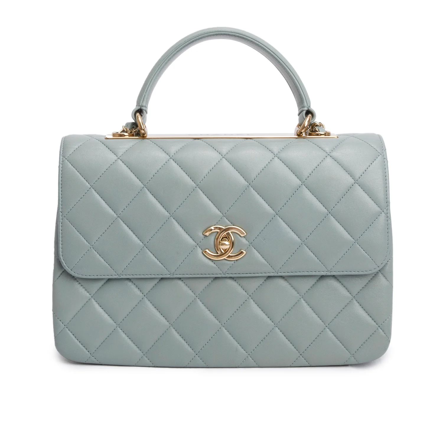 Chanel Blue Lambskin Quilted Large Trendy CC Dual Handle Flap w/ Receipt - Image 3