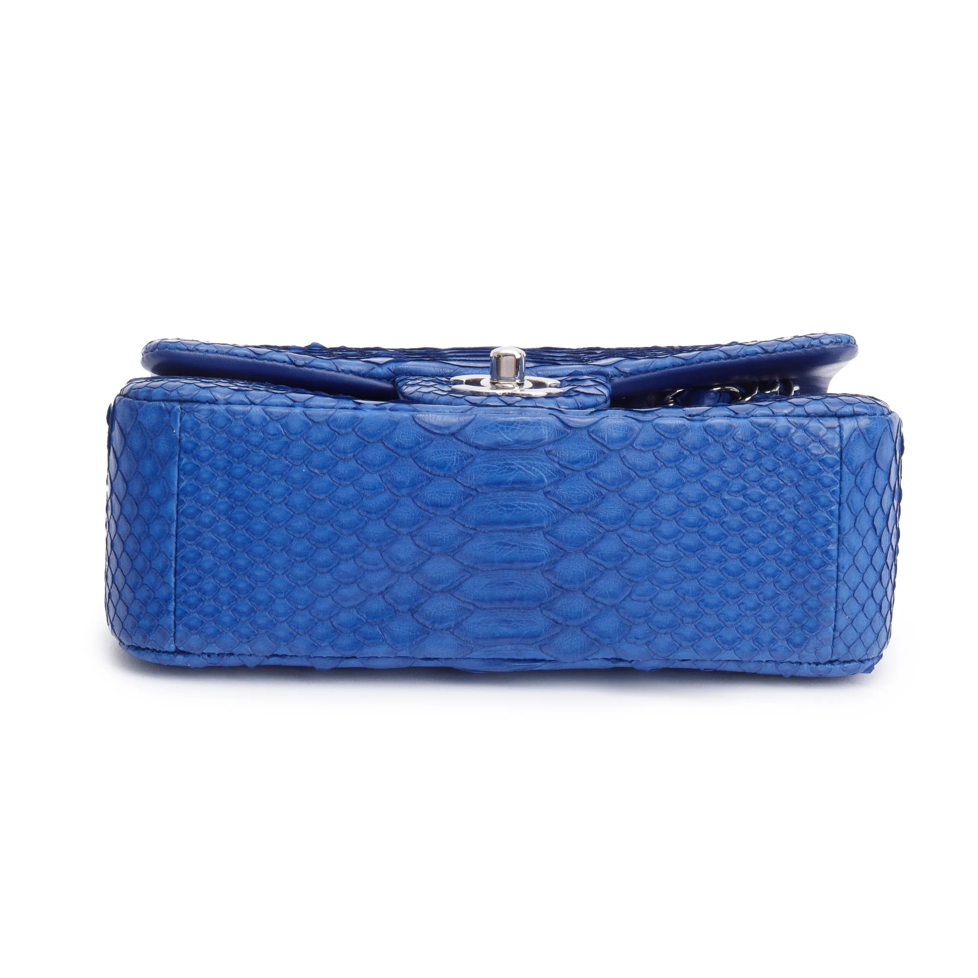 Chanel Blue Python Classic Mini Rectangular Flap Bag w/ Box & Authenticity Card - Image 8