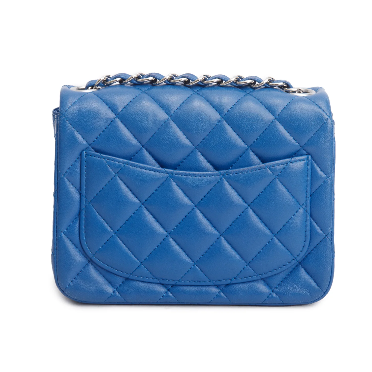 Chanel Blue Quilted Lambskin Leather Classic Square Mini Flap Bag - Image 4
