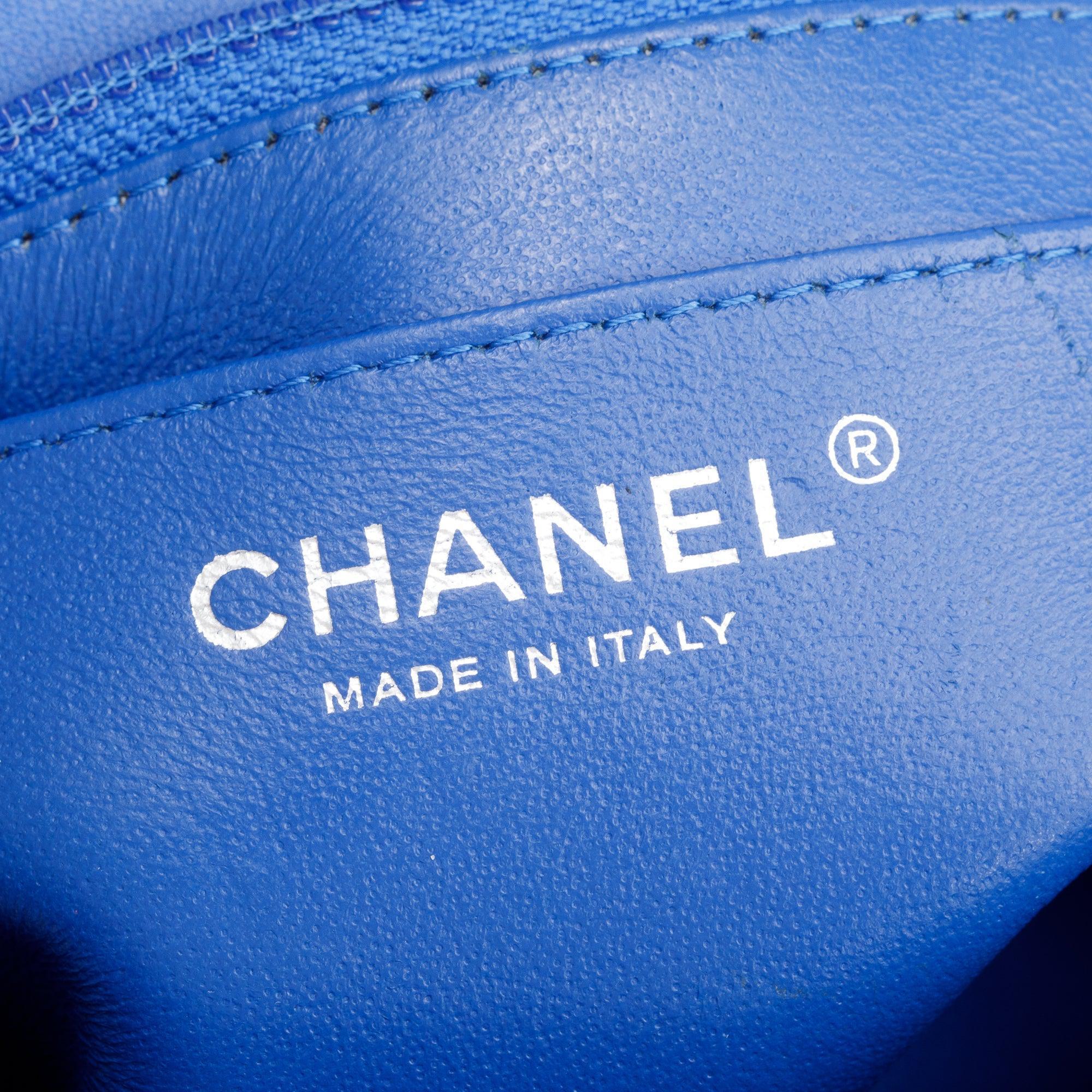 Chanel Blue Quilted Lambskin Leather Classic Square Mini Flap Bag w/ Box, Authenticity Card - Image 12