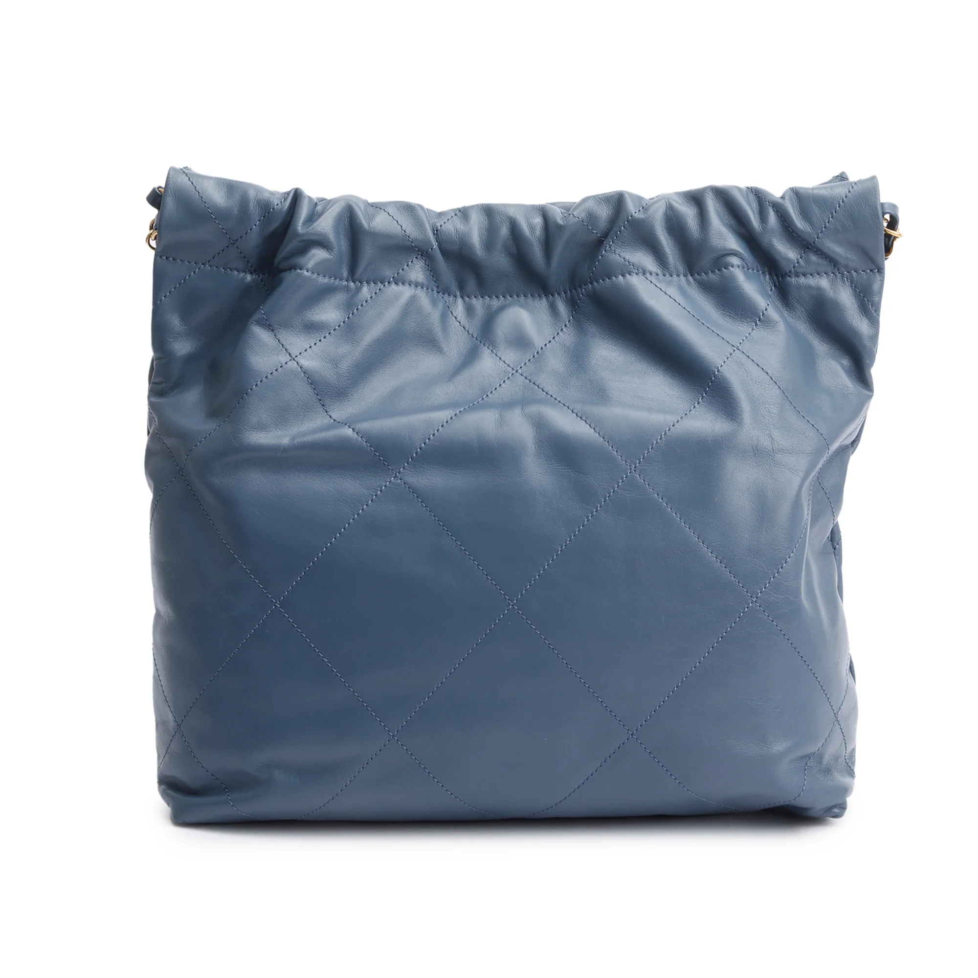 Chanel Blue Shiny Calfskin Leather Small Chanel 22 Hobo w/ Pouch - Image 5
