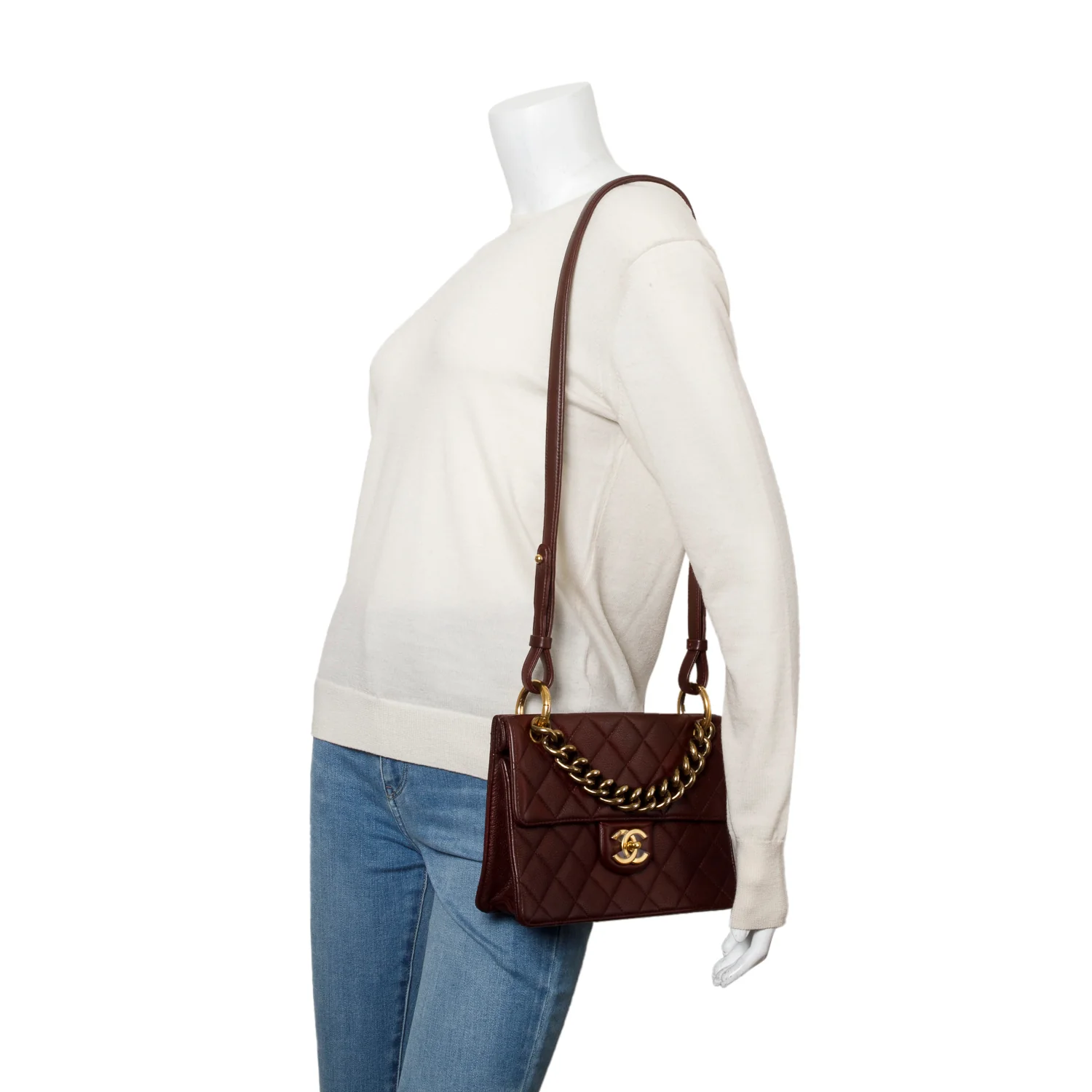 Chanel Burgundy Caviar Quilted Medium Retro Class Flap Bag - Image 2