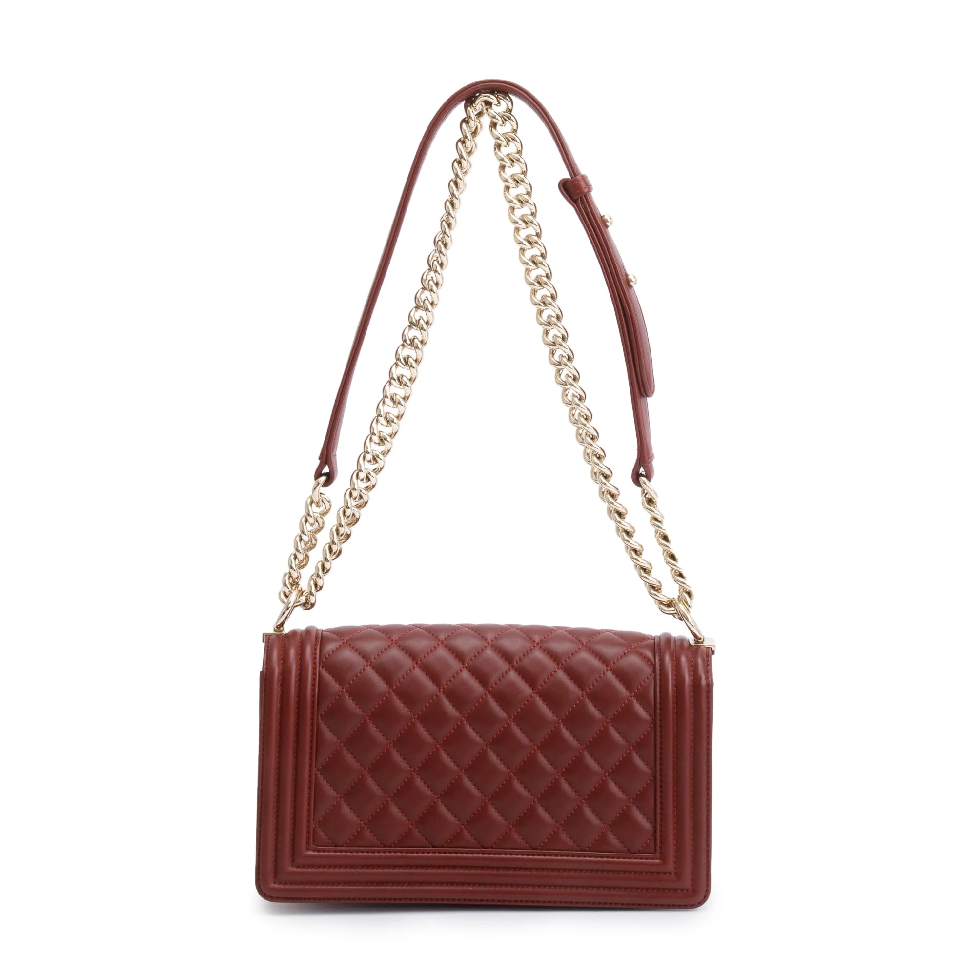 Chanel Burgundy Quilted Lambskin Medium Boy Bag w/ Box & Authenticity Card - Image 6