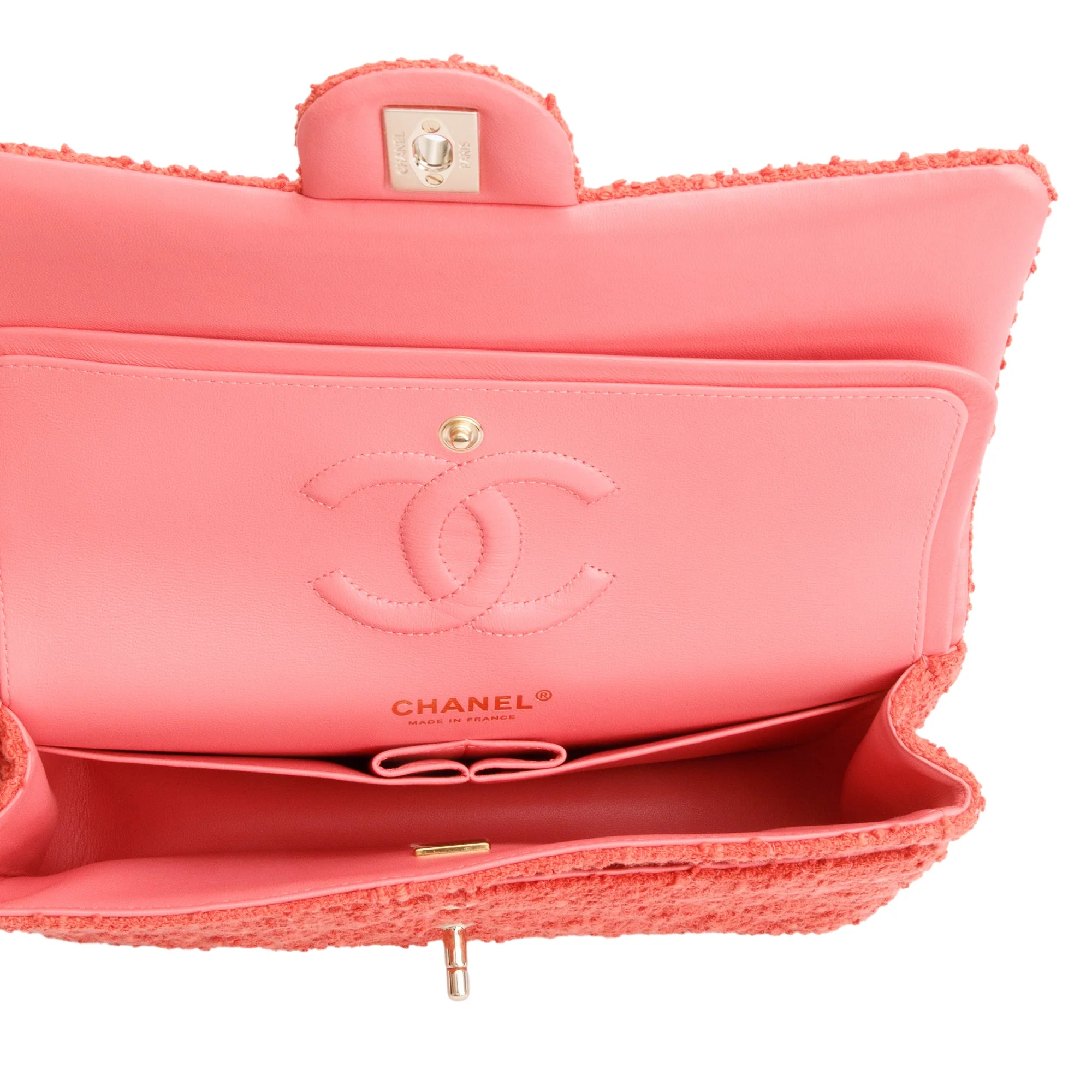 Chanel Coral Tweed Classic Medium Double Flap Bag - Image 8