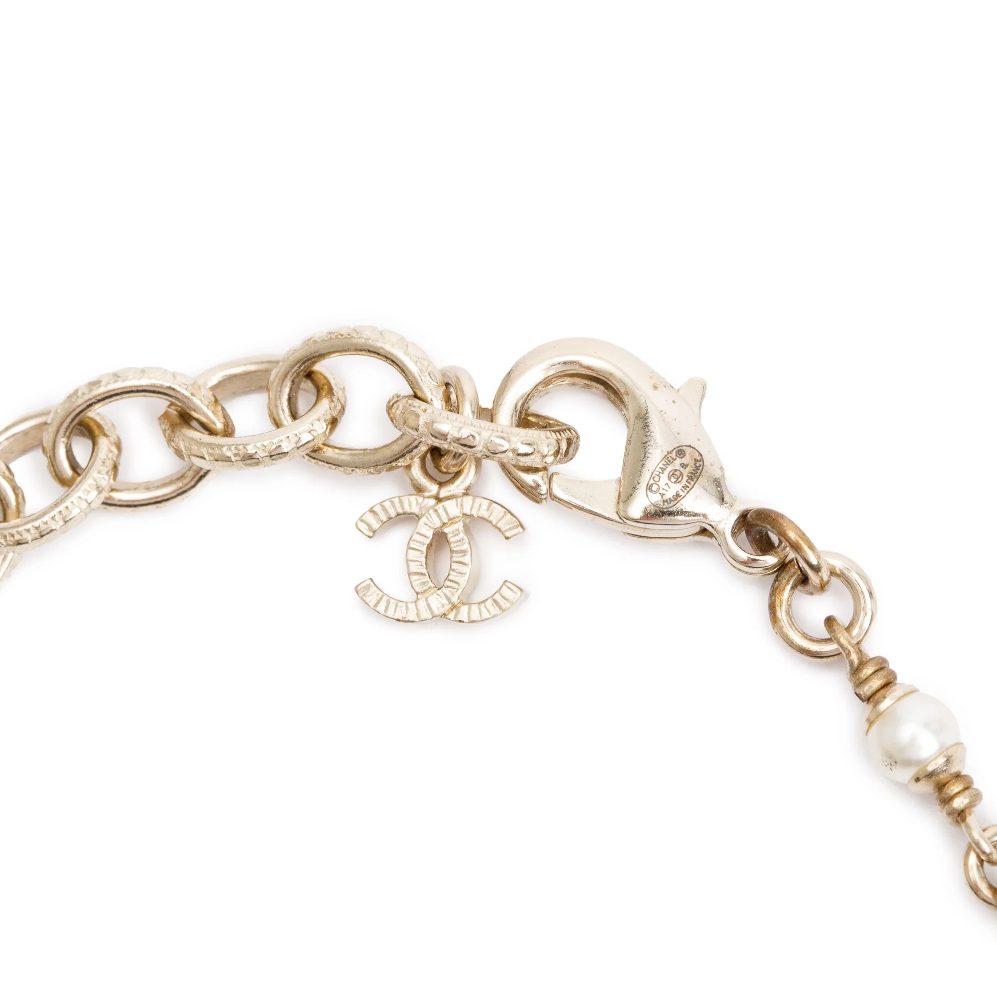 Chanel Gold Plated Faux Pearl Star CC Necklace - Image 3