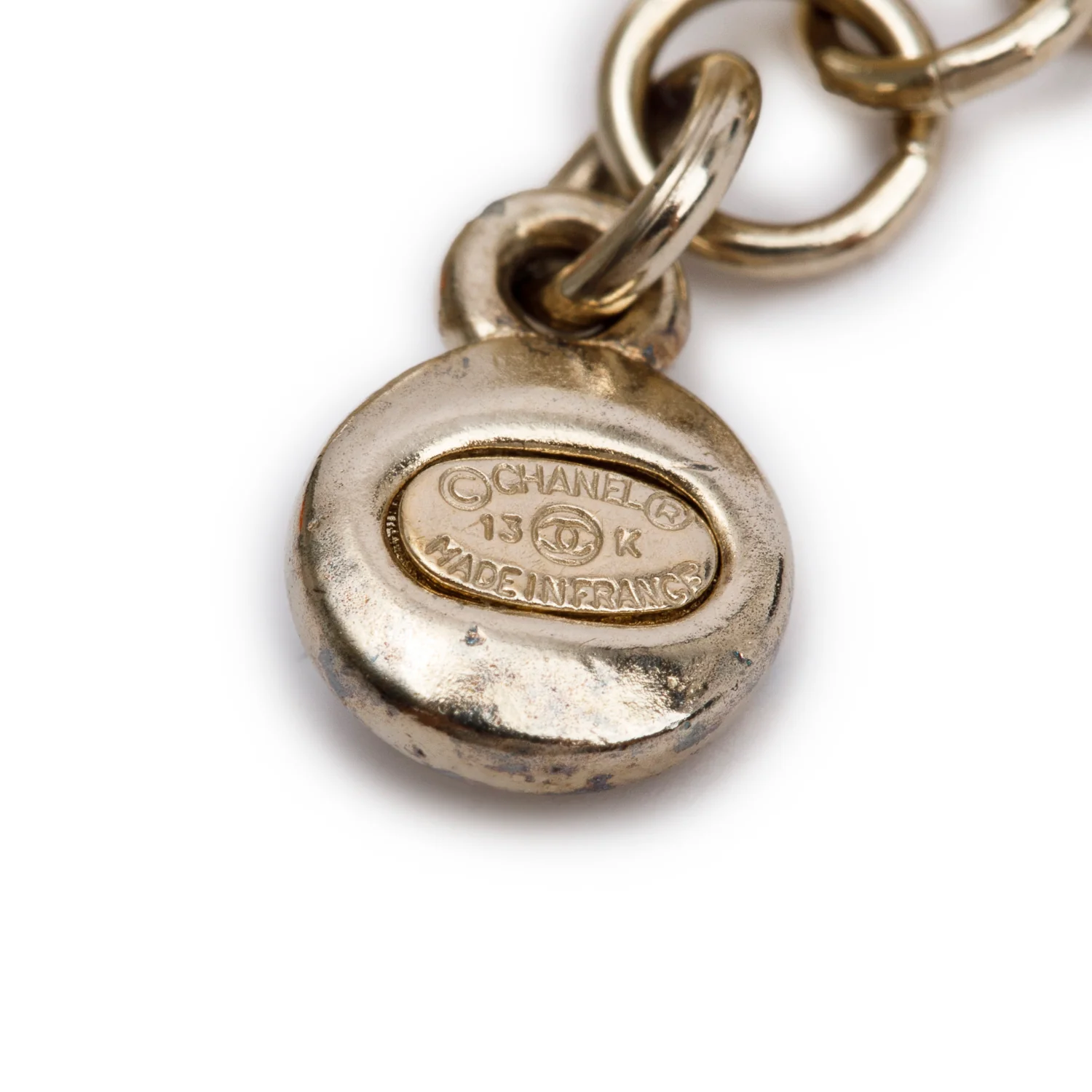 Chanel Gold Plated Faux Pearl Strass Ball & CC Bracelet - Image 3