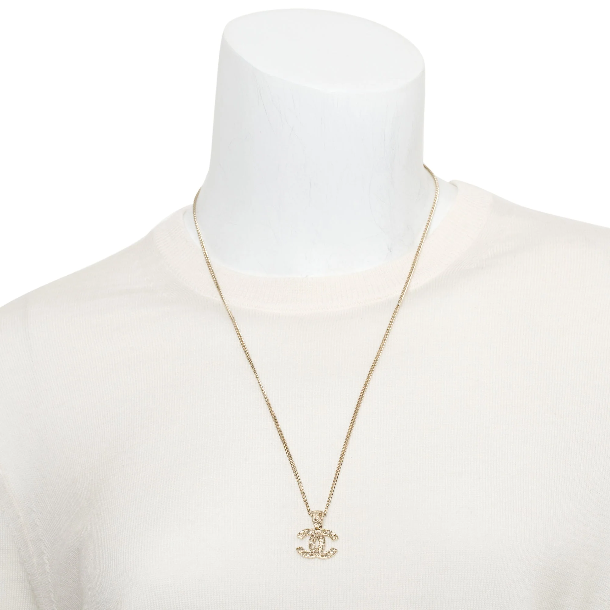 Chanel Gold-Plated Metal CC Pendant Necklace w/ Box - Image 2
