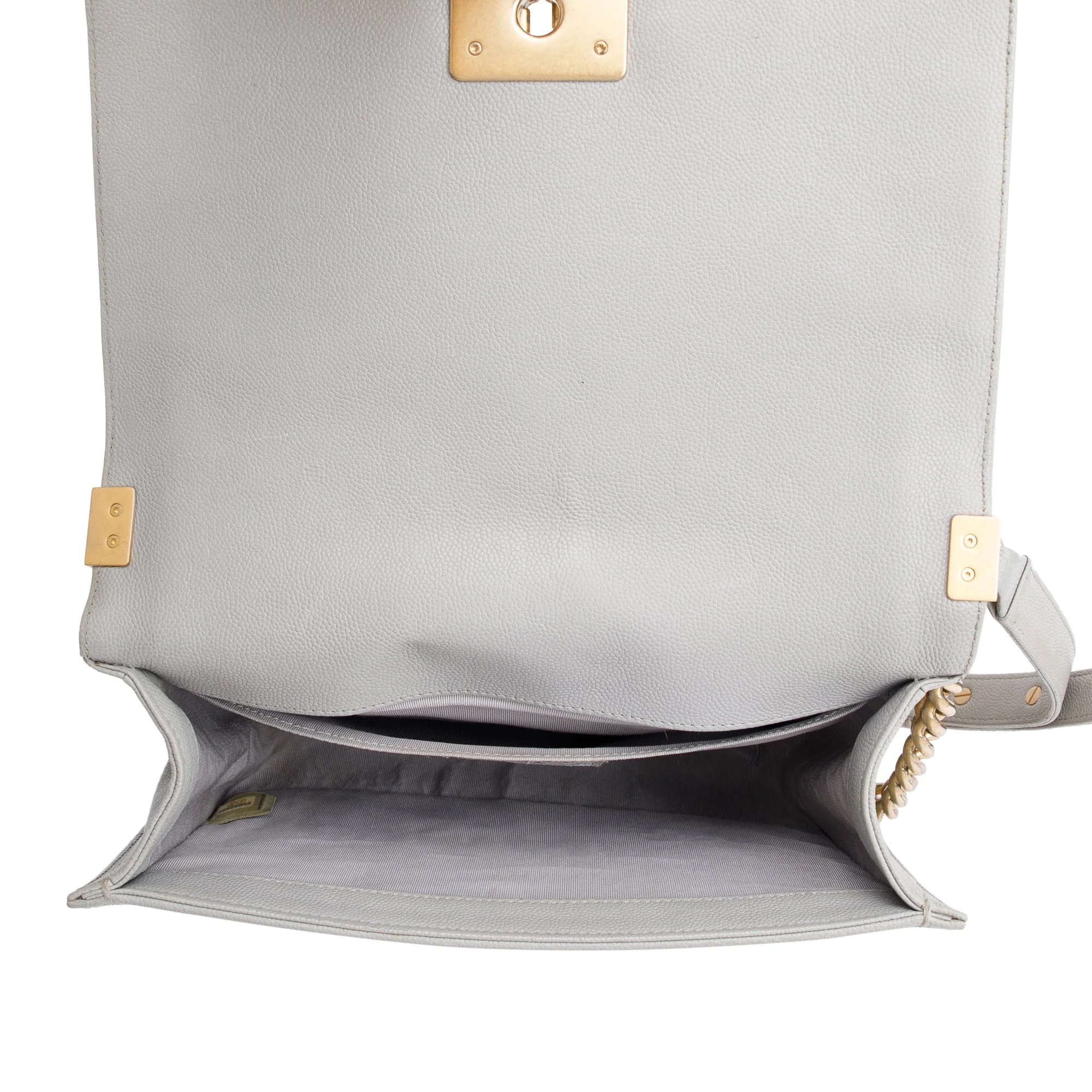 Chanel Grey Caviar Leather Medium Boy Bag w/ Box, Receipt & Authenticity Card - Image 5