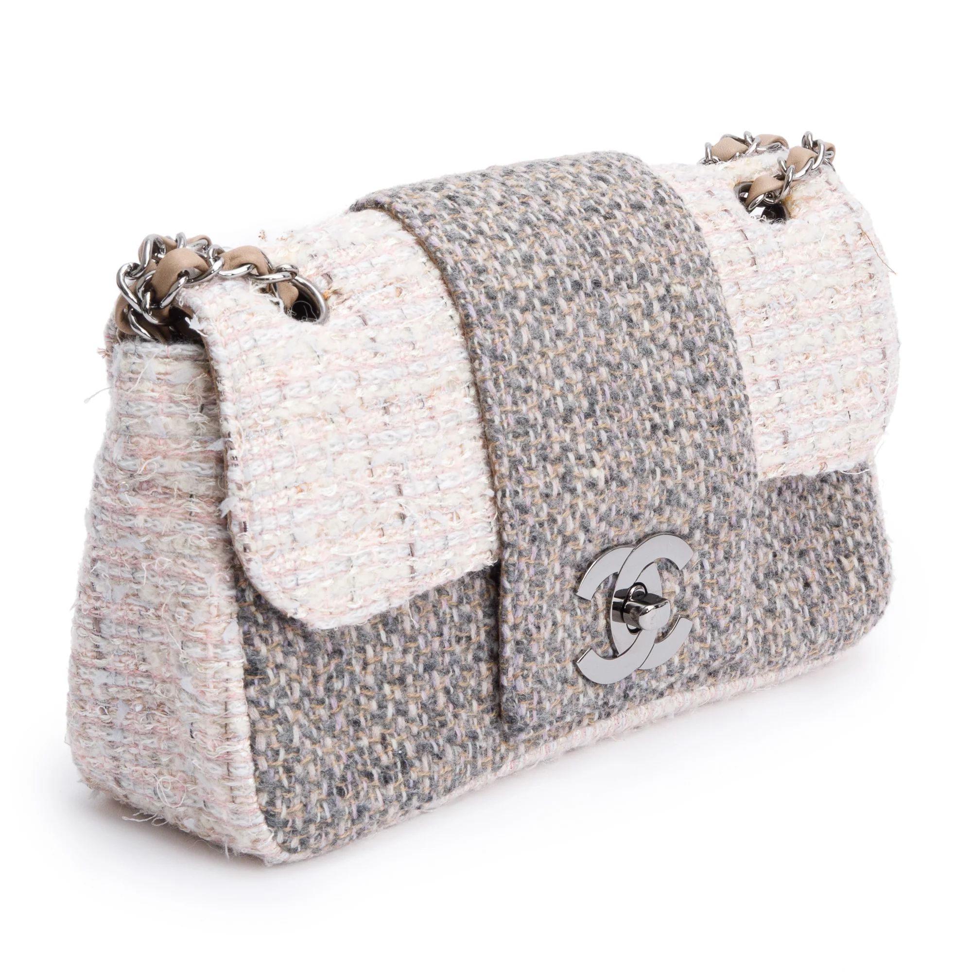 Chanel Grey Multicolor Tweed Medium Fantasy Flap Bag w/ Authenticity Card - Image 4