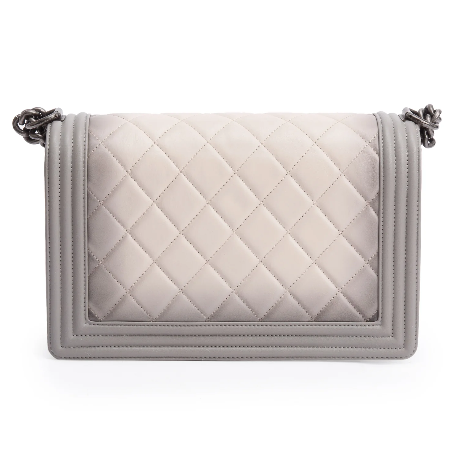 Chanel Grey Ombre Quilted Lambskin Leather Large Boy Bag w/ Authenticity Card - Image 5