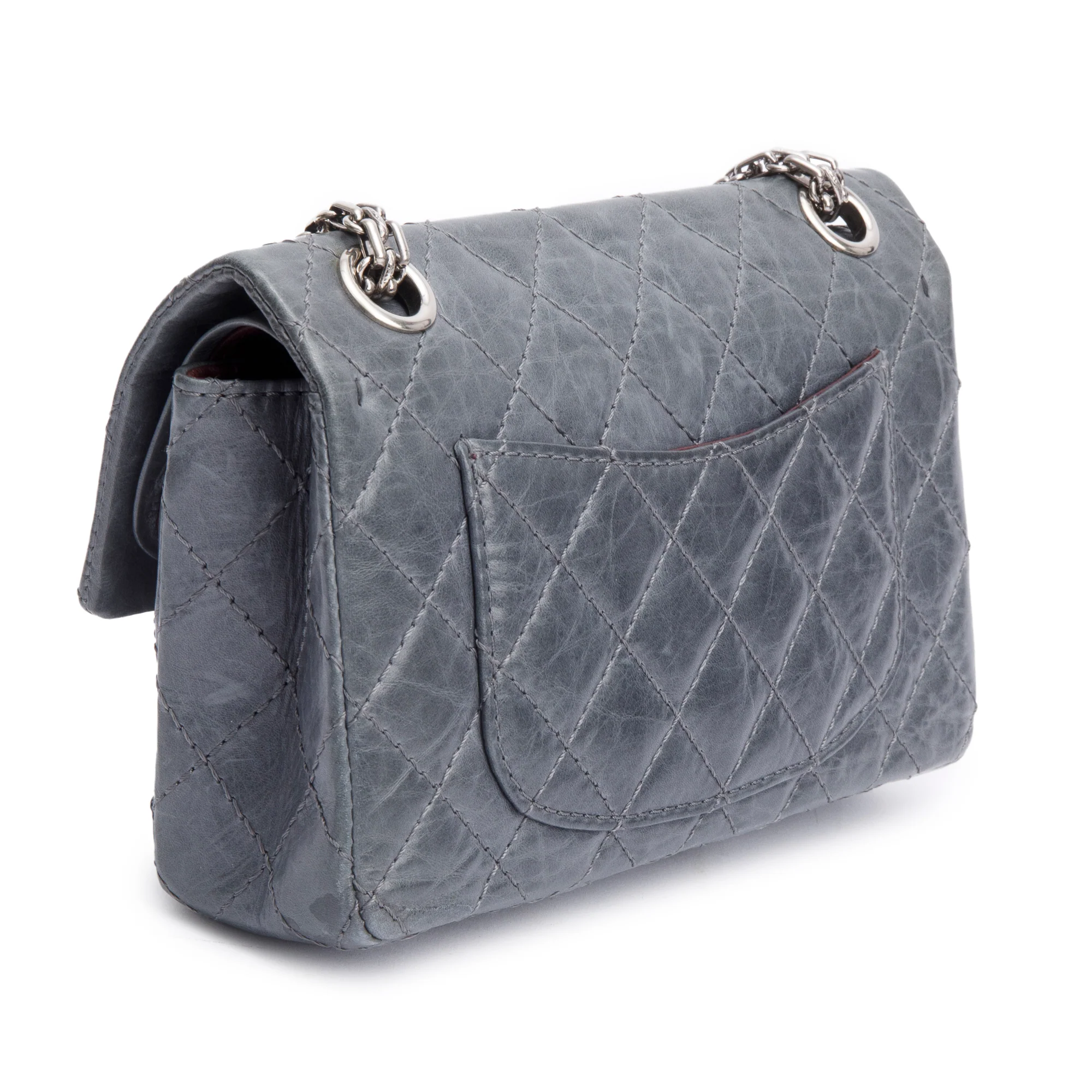 Chanel Grey Quilted Calfskin Leather 2.55 Reissue Mini Double Flap Bag - Image 6