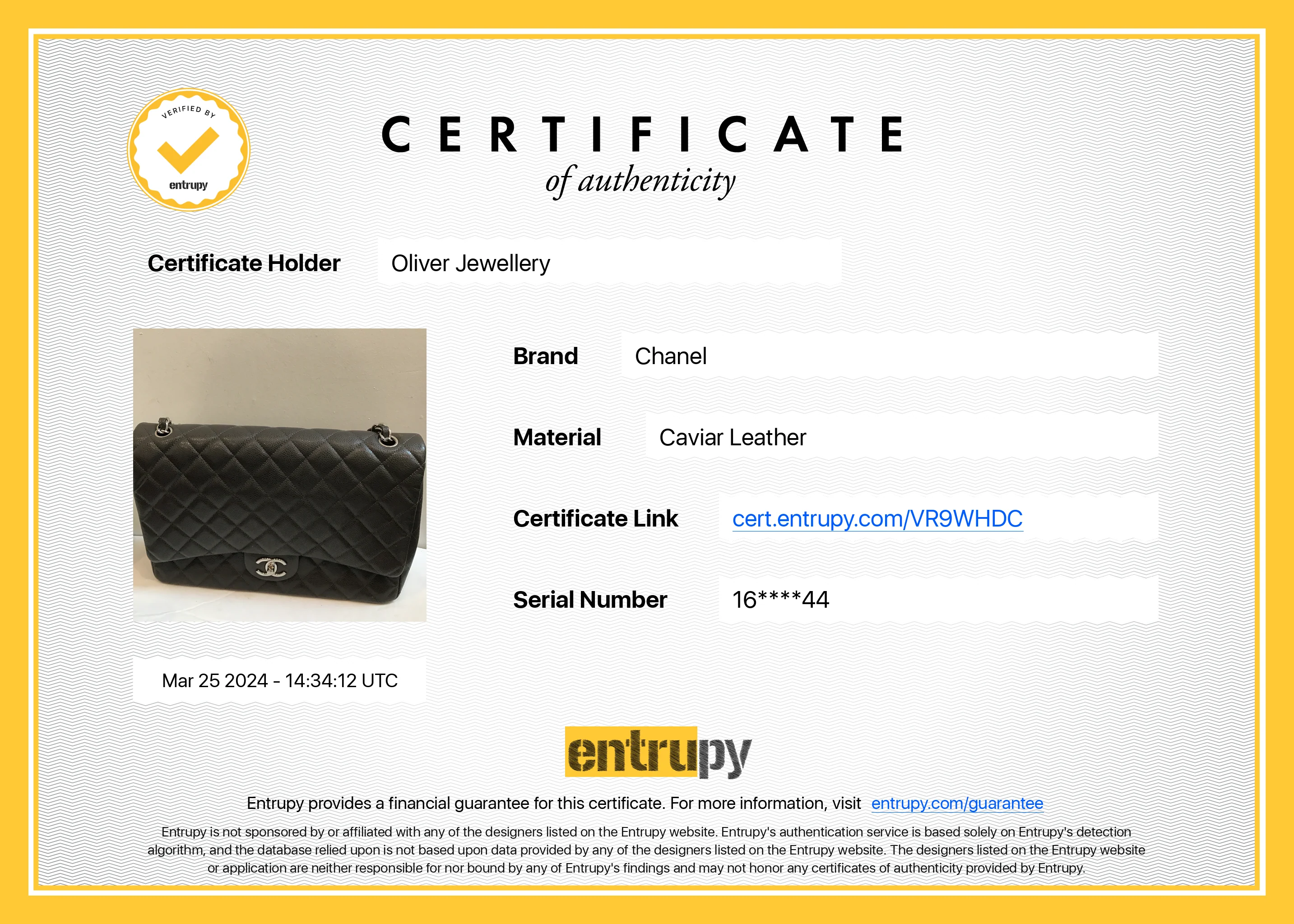 Chanel Grey Quilted Caviar Leather Classic Maxi Double Flap Bag w/ Authenticity Card - Image 12