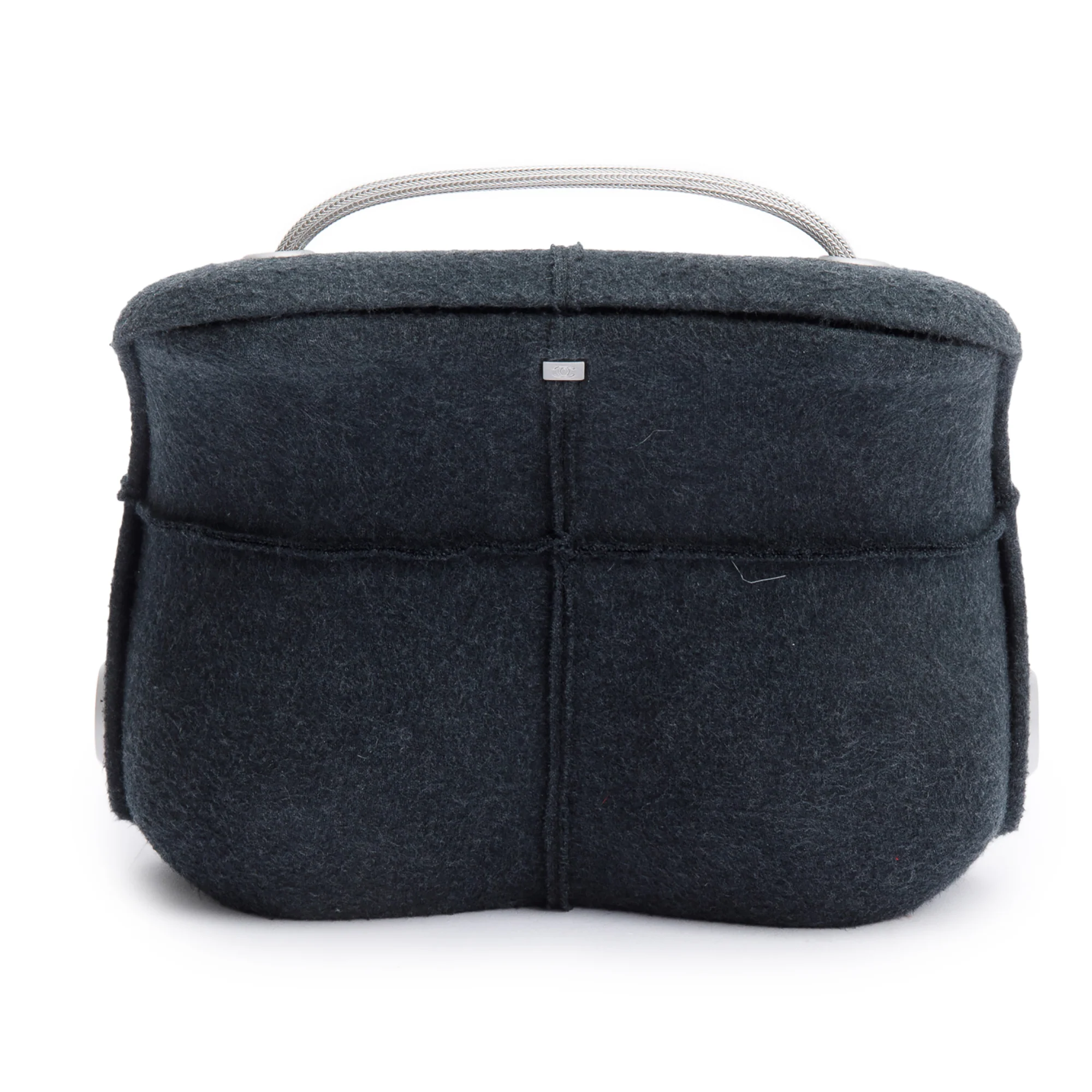 Chanel Grey Wool Identification Millenium Crossbody Bag w/ Box & Authenticity Card - Image 3