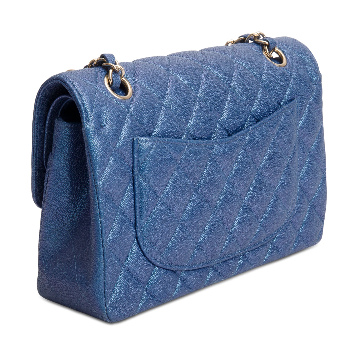 Chanel Iridescent Blue Caviar Quilted Small Double Flap w/ Box - Image 6