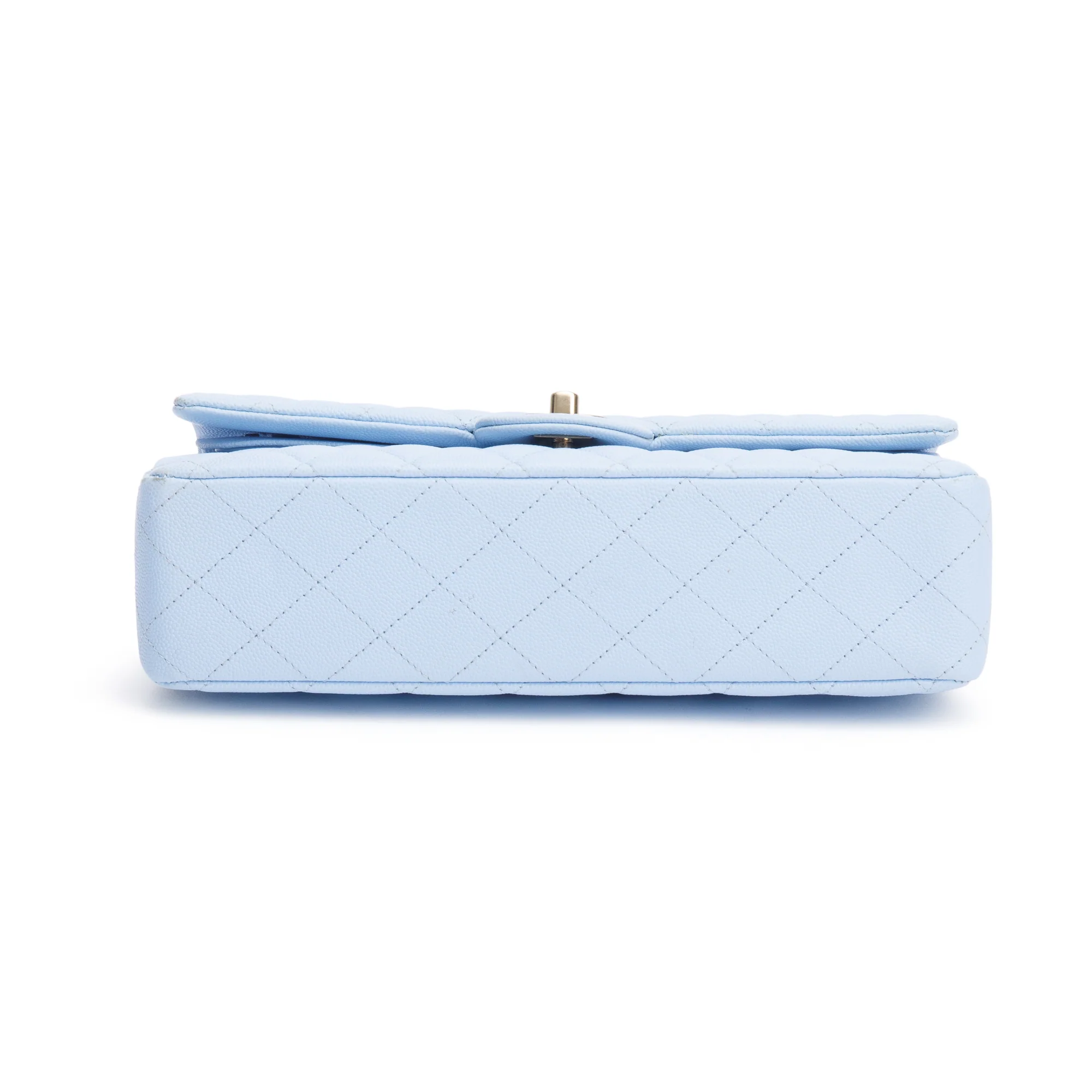 Chanel Light Blue Quilted Caviar Leather Classic Medium Double Flap Bag w/ Box - Image 8