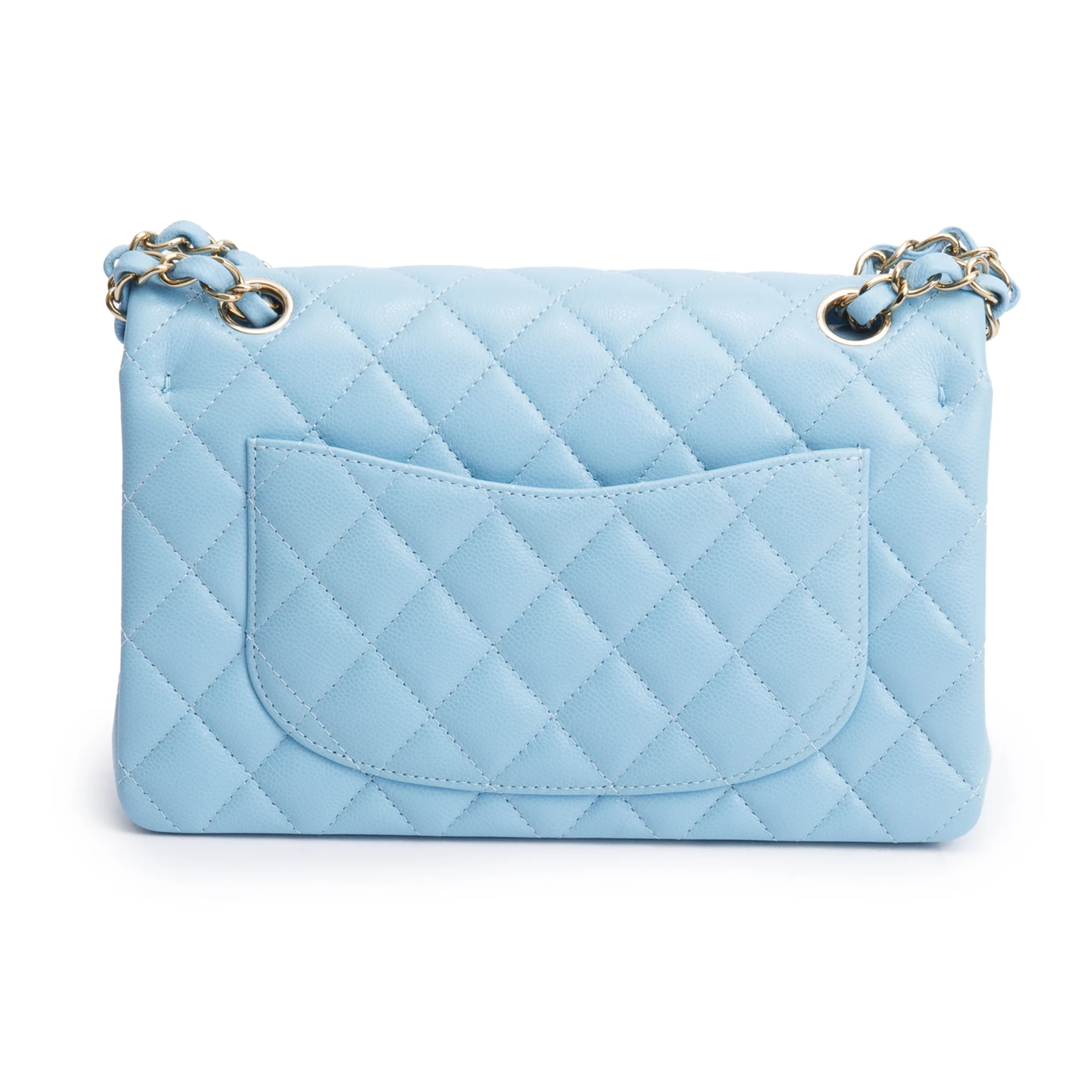 Chanel Light Blue Quilted Caviar Leather Classic Medium Double Flap Bag w/ Box - Image 6