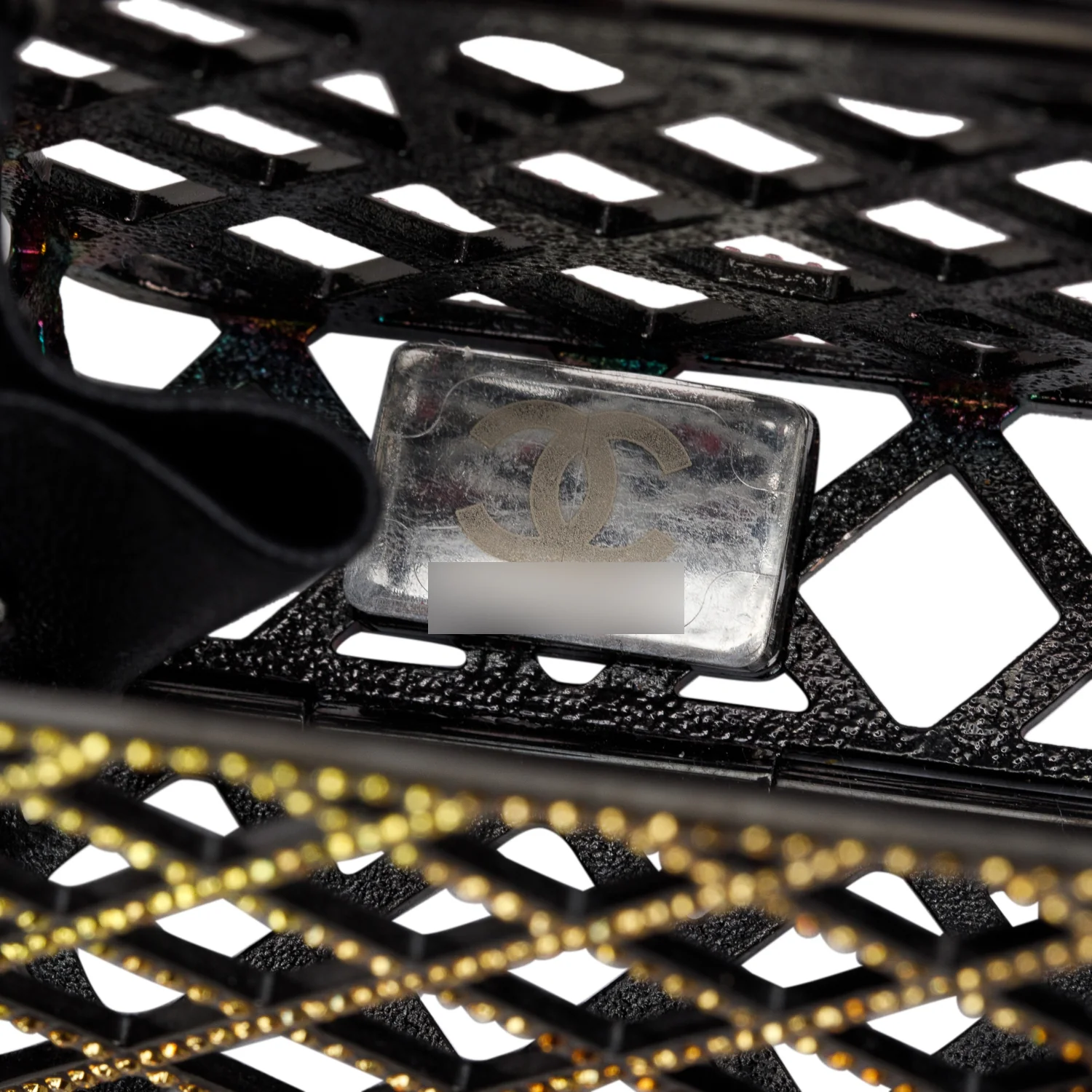 Chanel Limited Edition Black Metal Multicolor Strass Cage Mini Flap Bag w/ Box - Image 9