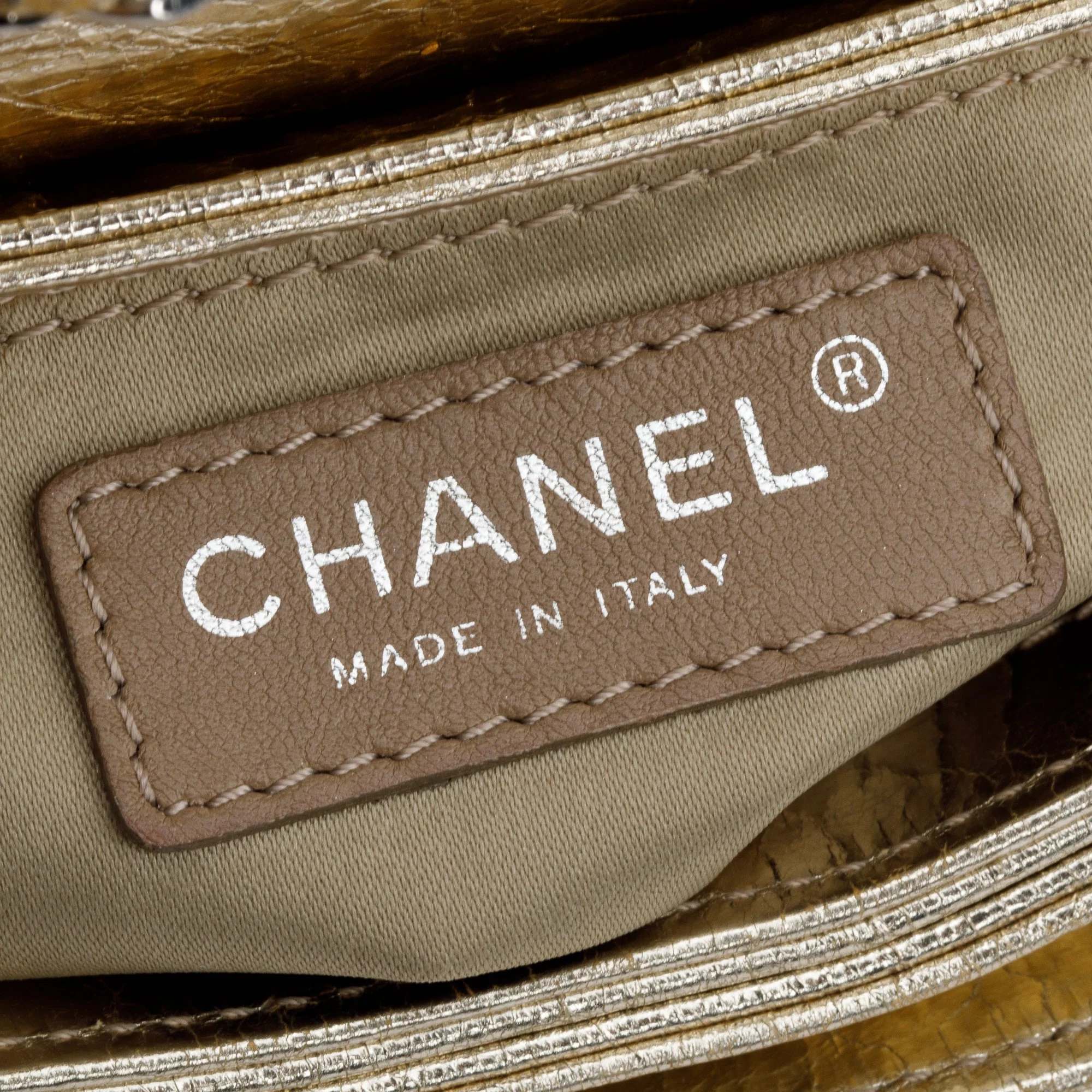Chanel Metallic Gold Calfskin Leather Small Clams Pocket Flap Bag - Image 10