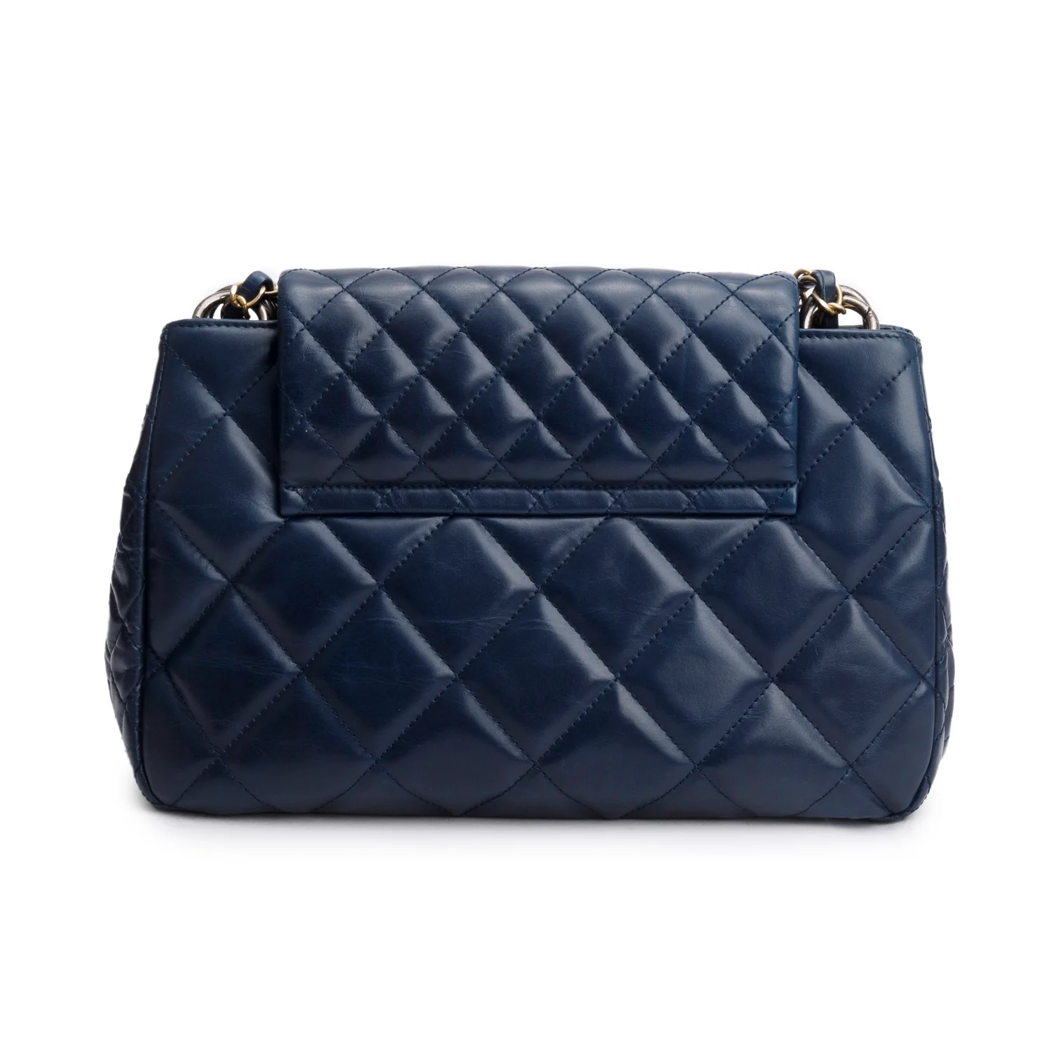 Chanel Navy Aged Calfskin Quilted Daily Walk Accordion Flap Shoulder Bag w/ Authenticity Card - Image 5