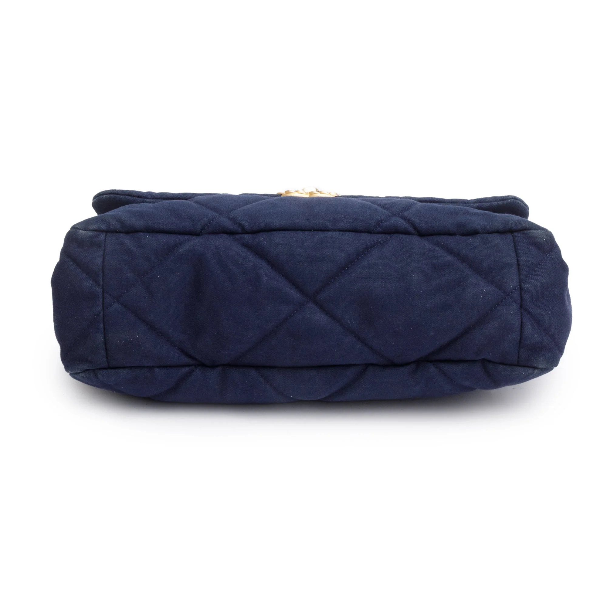 Chanel Navy Canvas Large 19 Flap Bag w/ Authenticity Card - Image 7