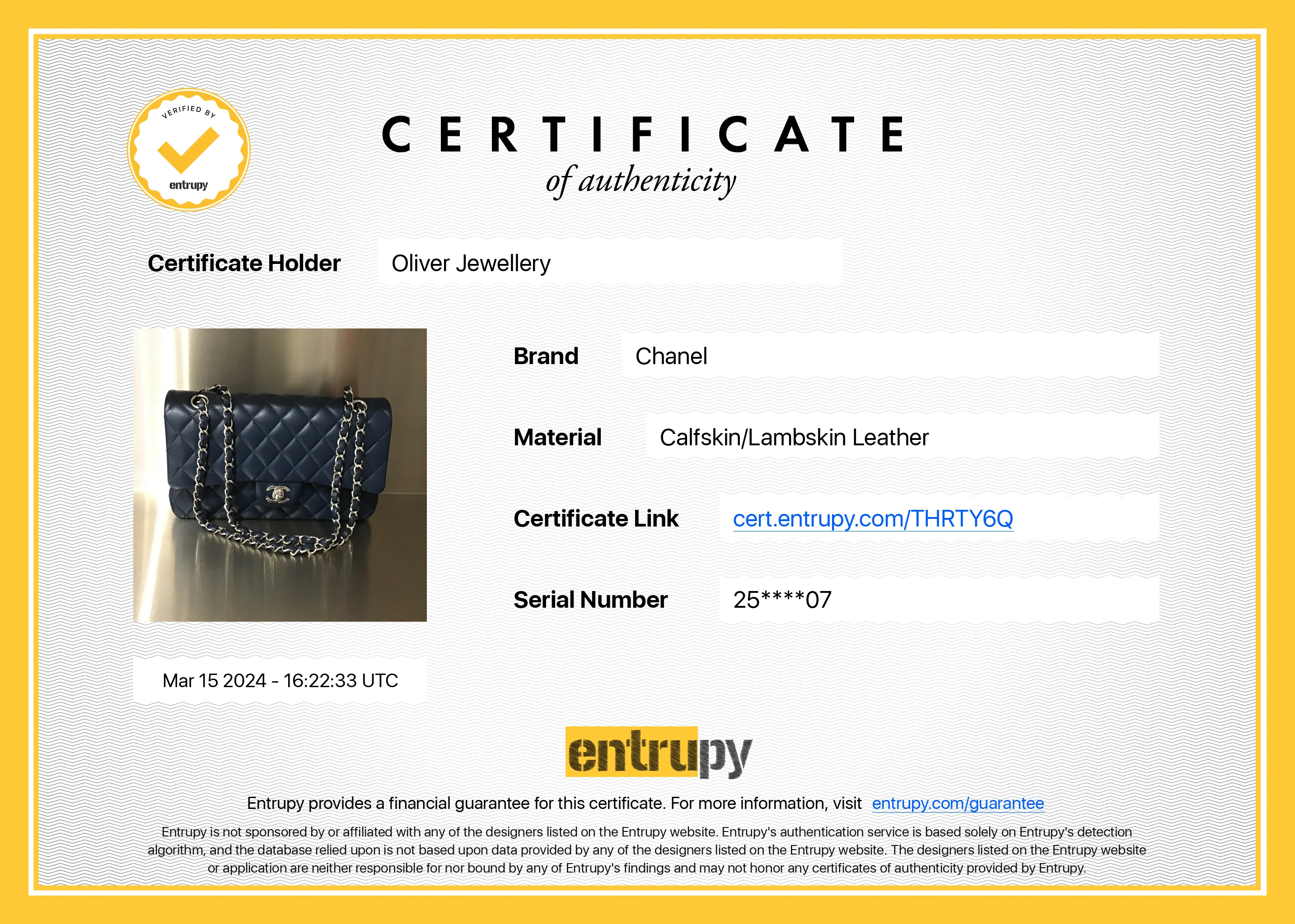 Chanel Navy Lambskin Leather Classic Medium Double Flap Bag w/ Box & Authenticity Card - Image 11