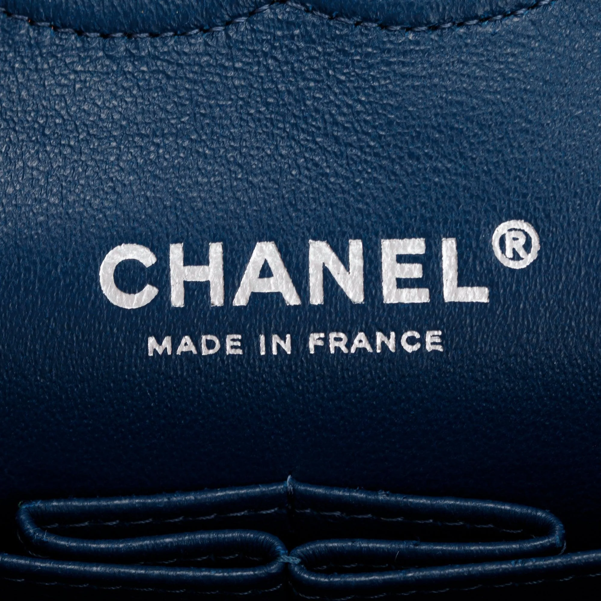 Chanel Navy Lambskin Leather Classic Medium Double Flap Bag w/ Box & Authenticity Card - Image 8