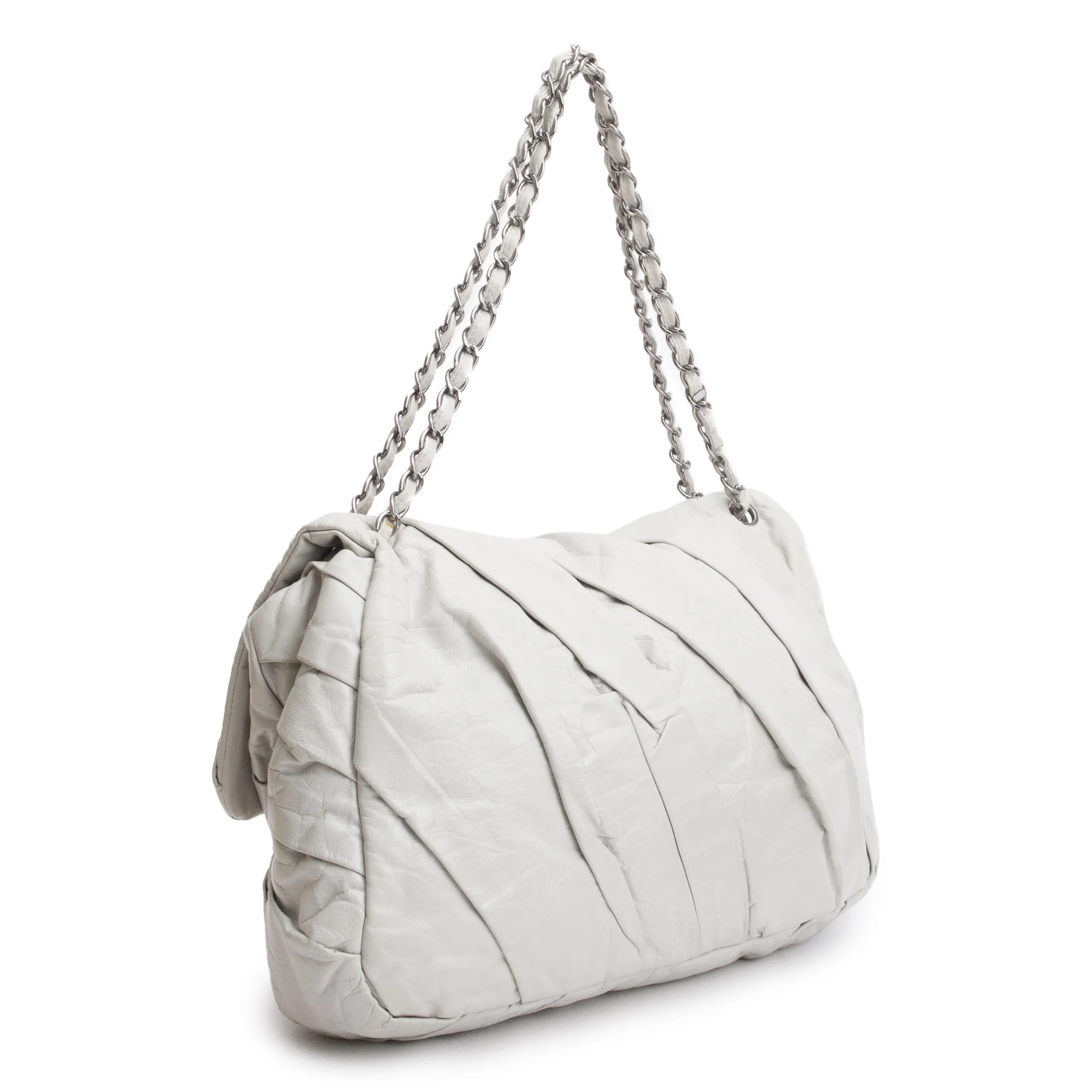 Chanel Netral Glazed Calfskin Leather Twisted Maxi Flap Bag - Image 5