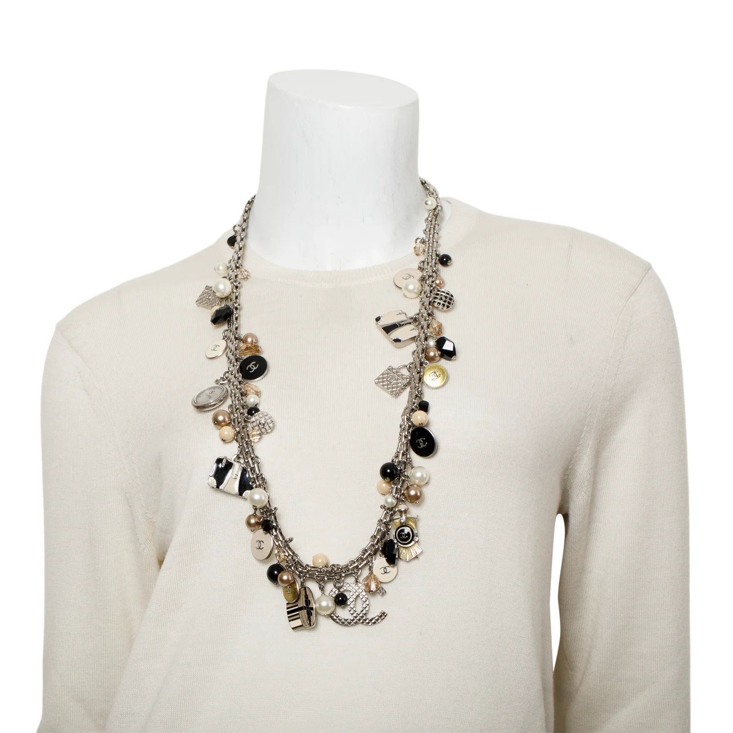 Chanel Palladium-Plated Faux Pearl, Enamel, Resin & Strass Travel Charms Necklace or Belt - Image 2