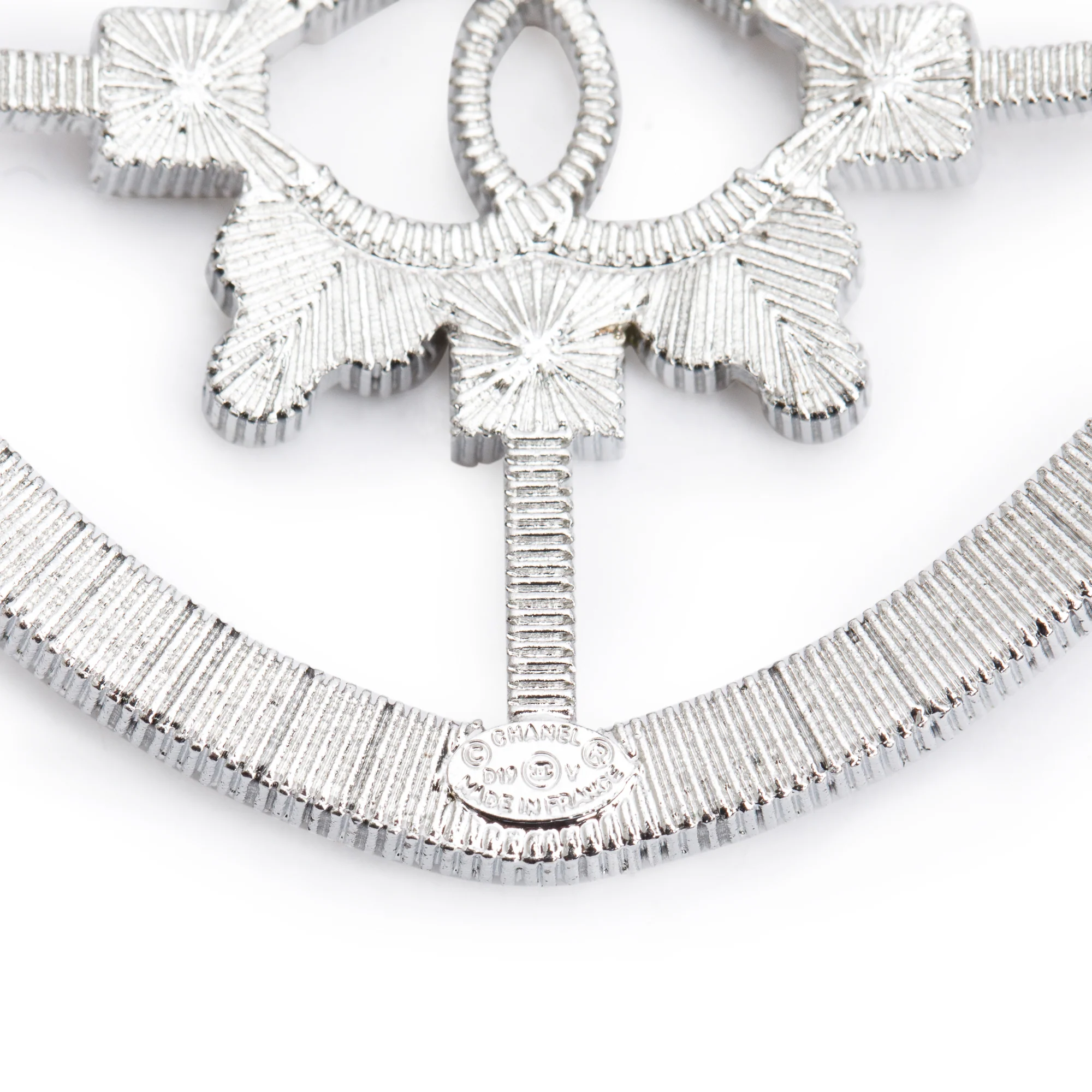 Chanel Palladium Plated Strass Logo Shield Brooch - Image 3