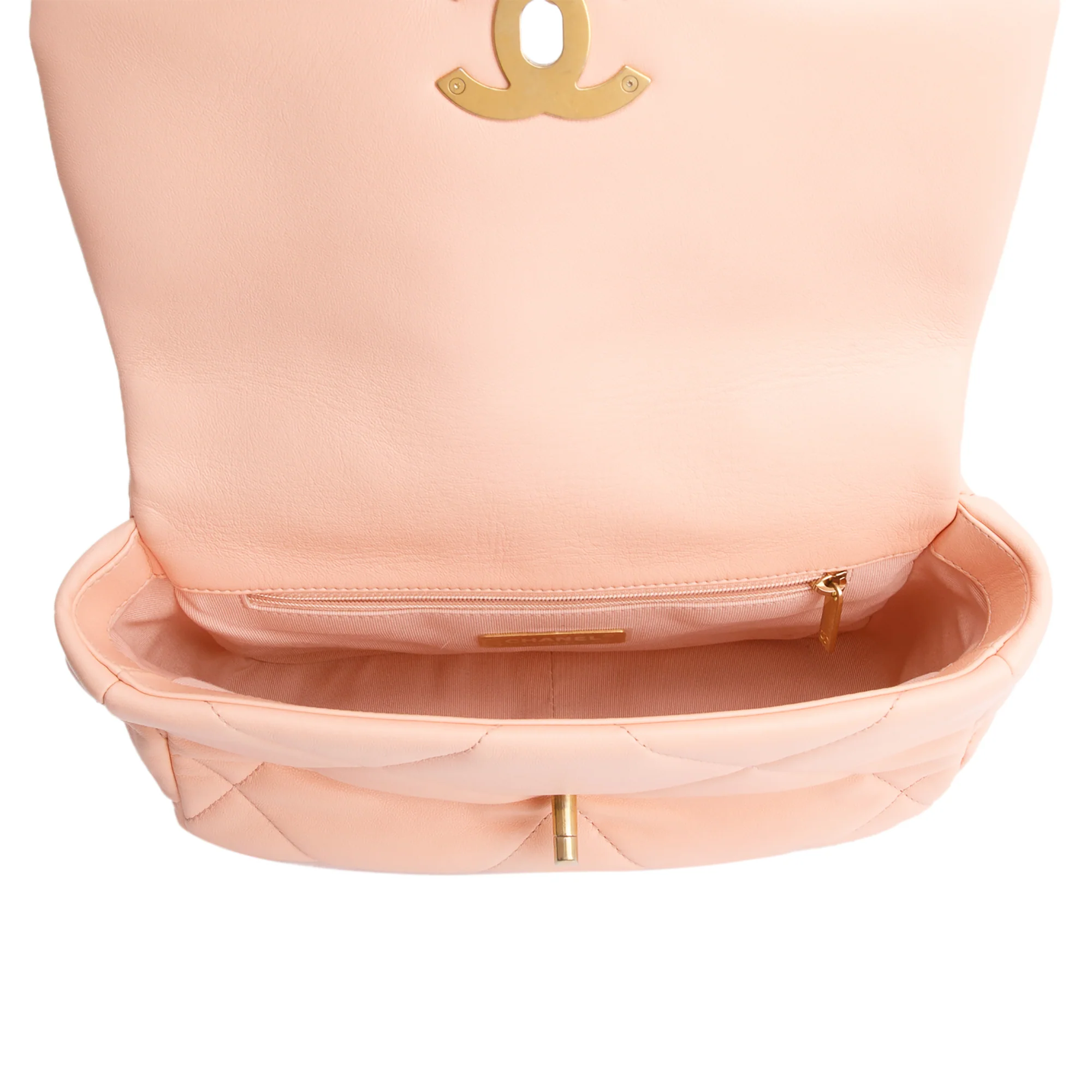 Chanel Peach Lambskin Leather Medium 19 Flap Bag - Image 8
