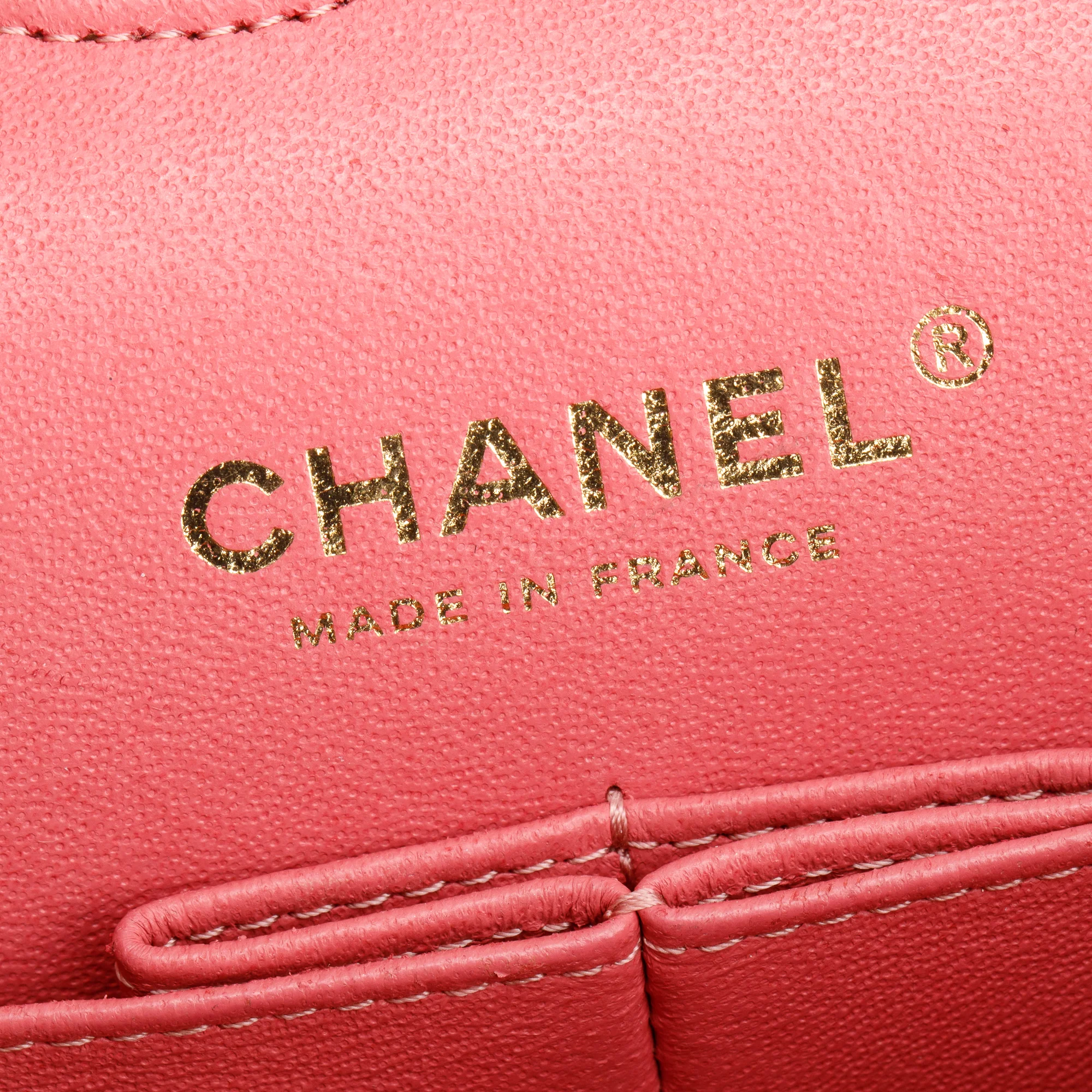 Chanel Pink Caviar Leather Classic Medium Double Flap Bag w/ Authenticity Card - Image 9