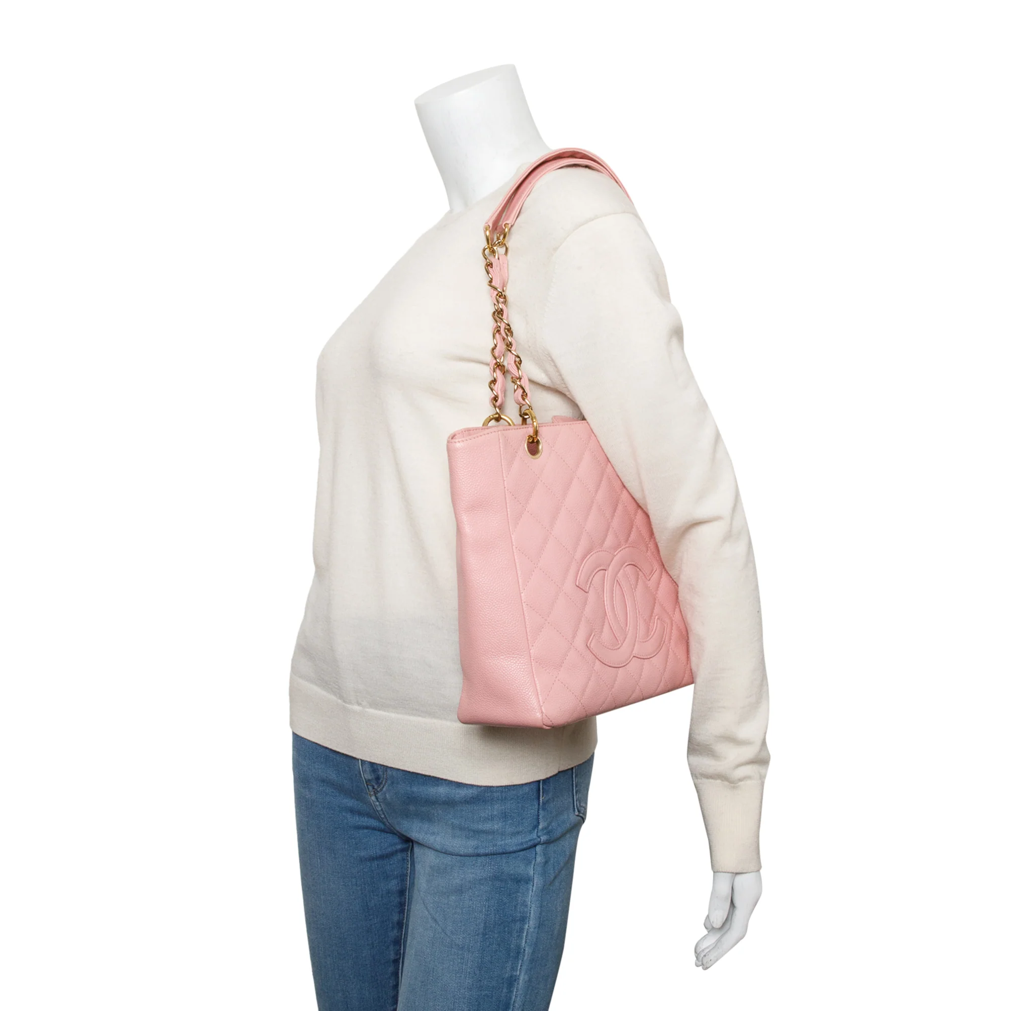Chanel Pink Caviar Leather Petite Shopping Tote - Image 2