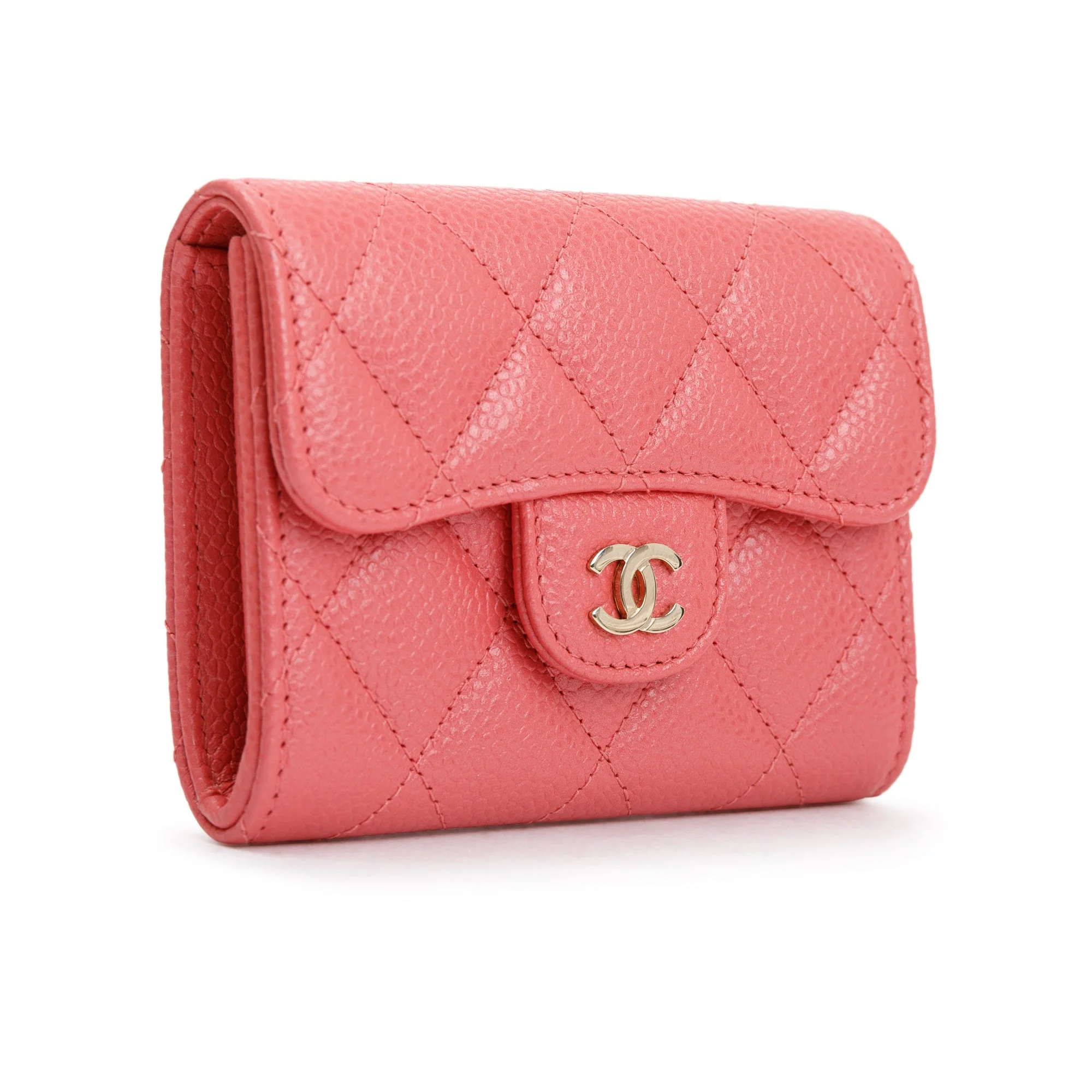 Chanel Pink Caviar Quilted Leather Flap Card Holder w/ Box & Authenticity Card - Image 3