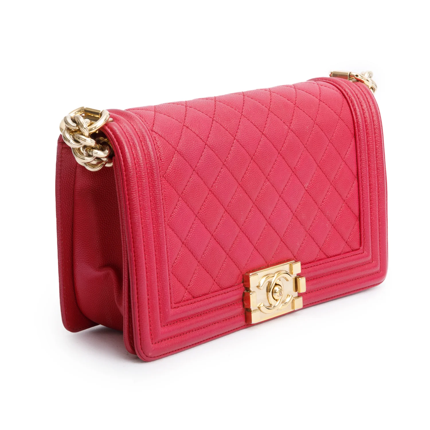Chanel Pink Caviar Quilted Medium Boy Bag w/ Box & Authenticity Card - Image 5